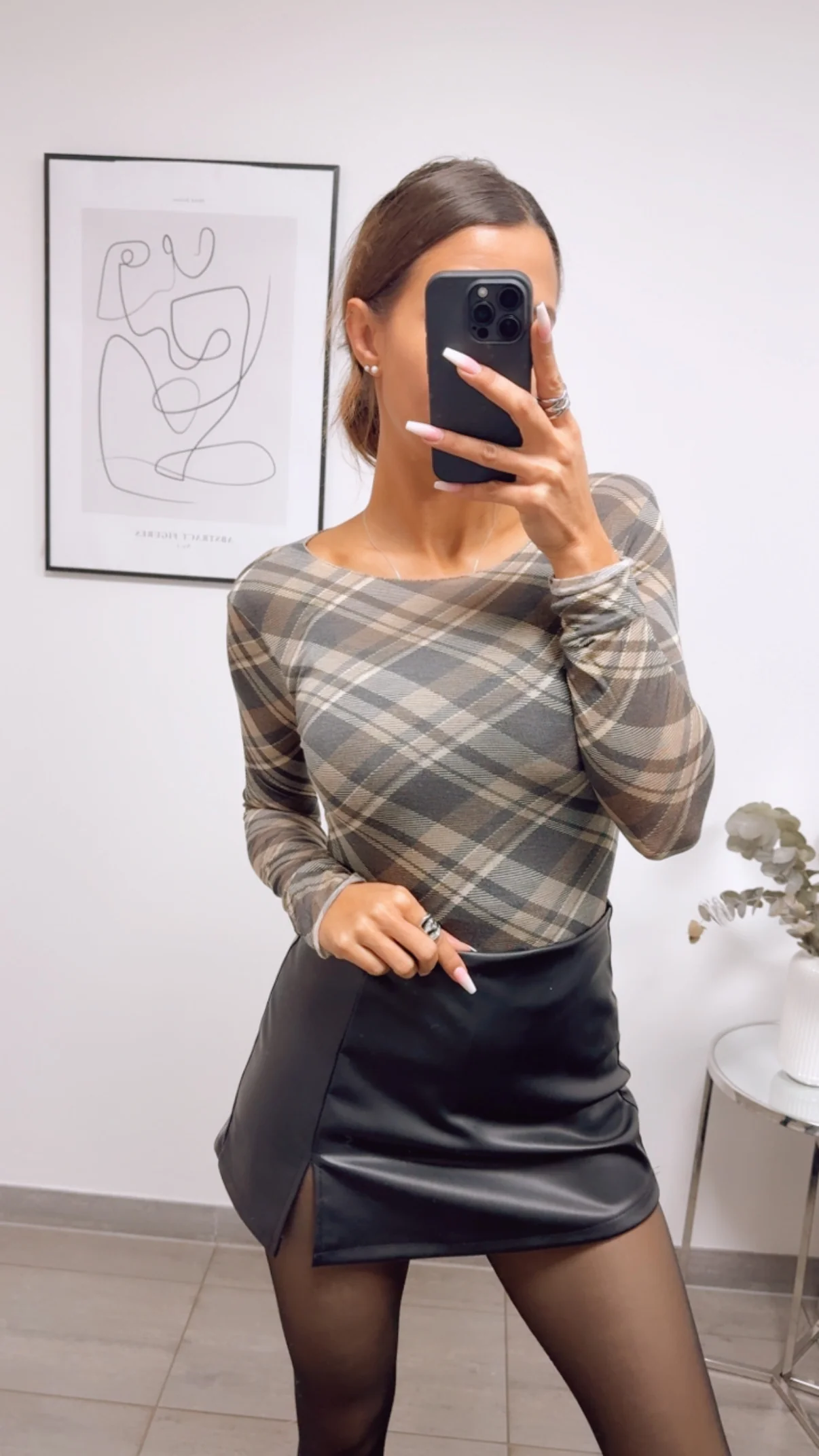 ARGYLE Transparentes Trend Oberteil / braun - beige - schwarz Art. 13417