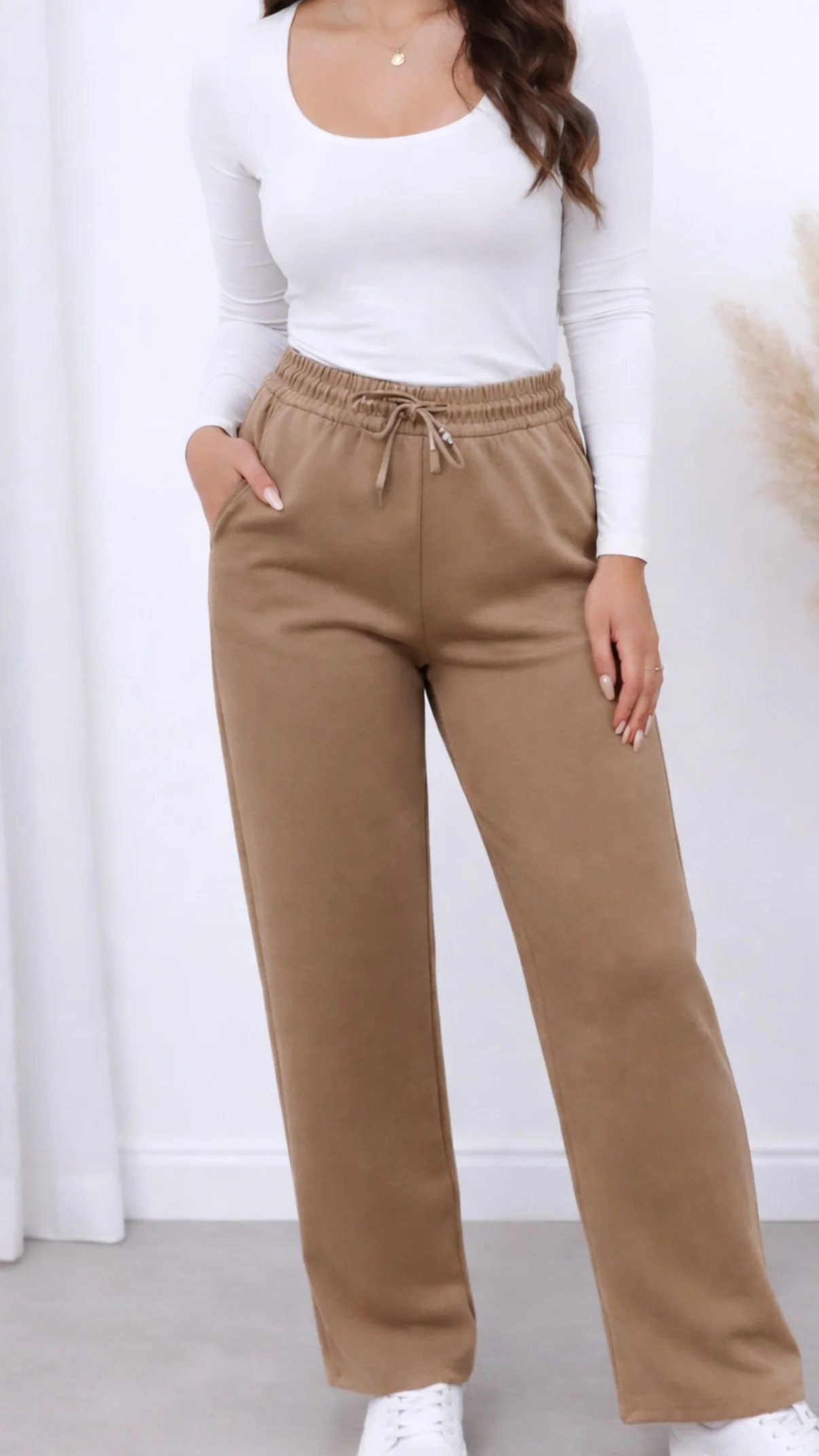 Baumwoll - Viskose - Mix Hose, gradliniges Bein / beige Art. 14629