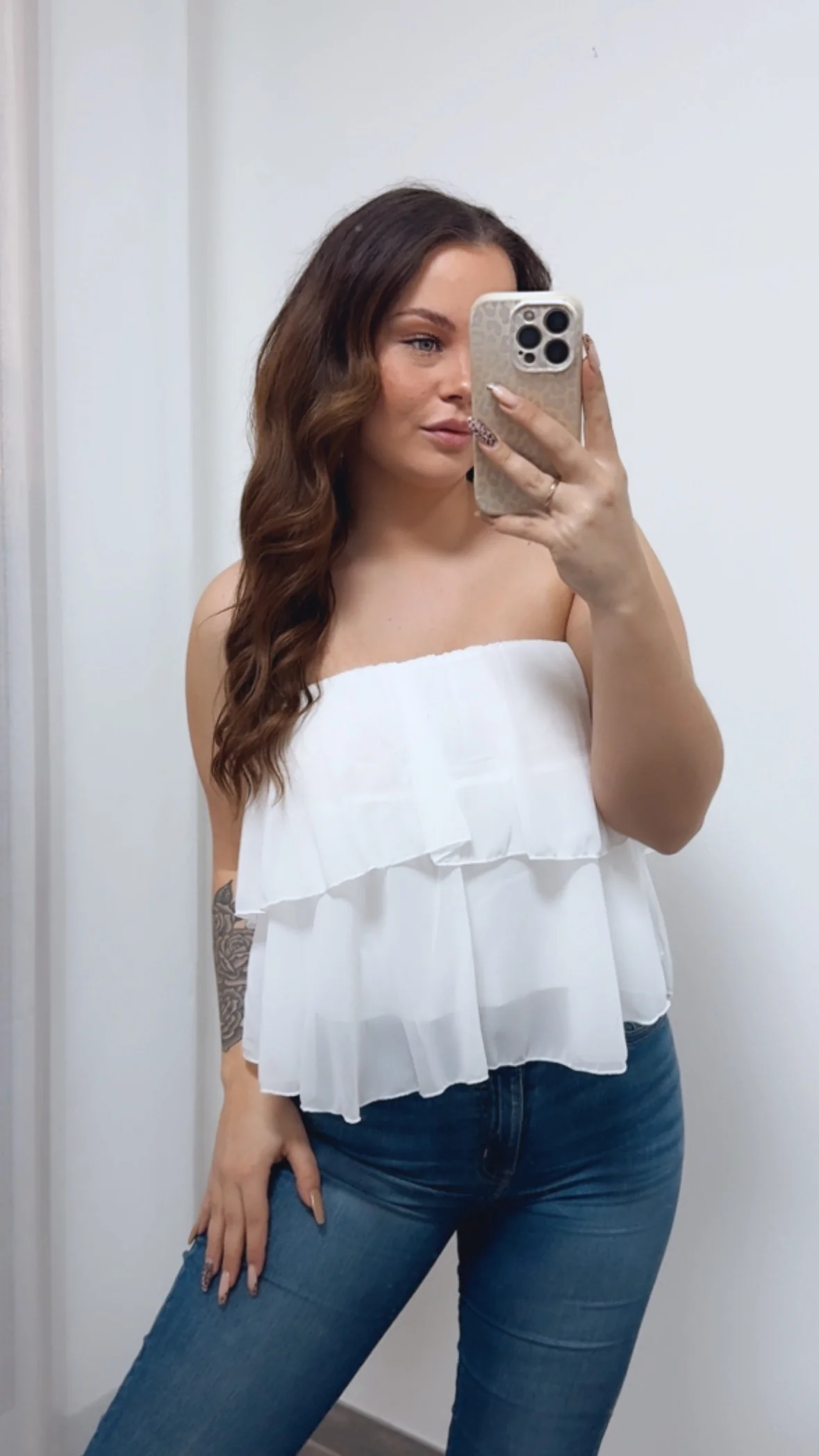 CHIFFON Bandeau Top / weiss Art. 14388