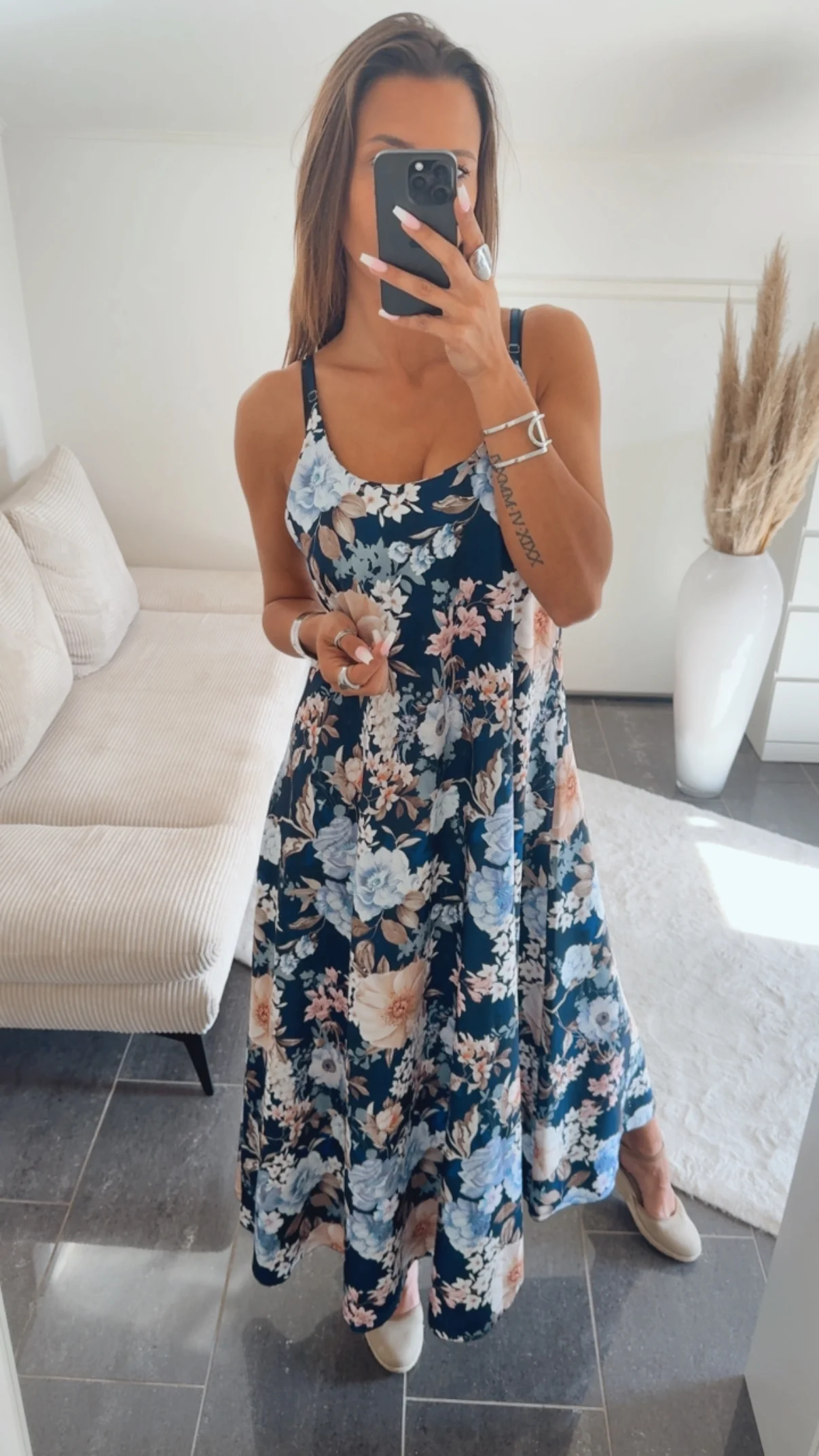 FLORALES Maxi Kleid mit verstellbaren Trägern / blau - hell blau- creme - rosa Art.14784 - Image 2