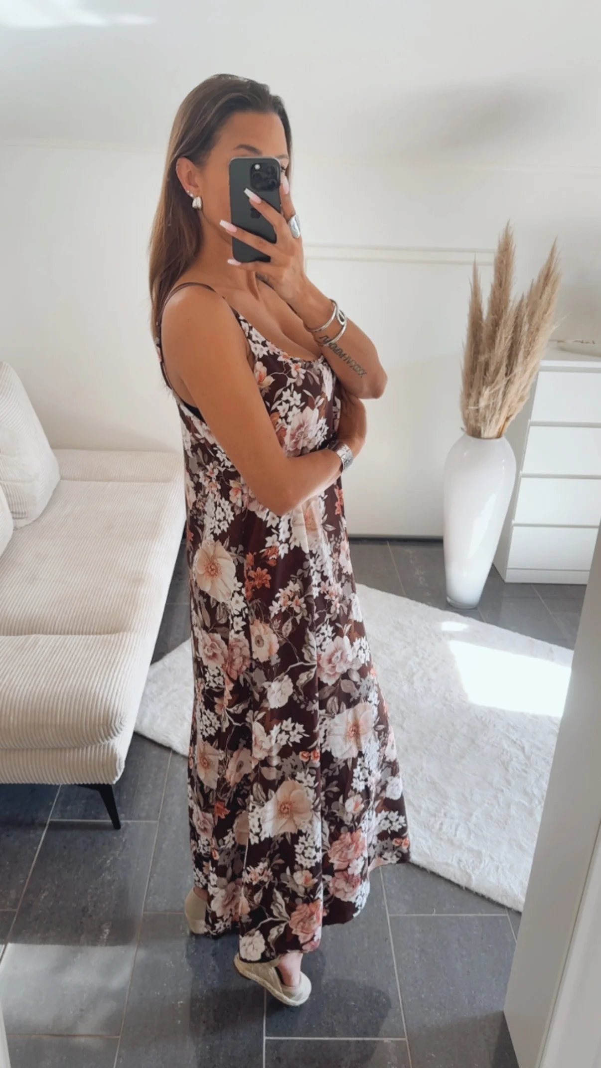 FLORALES Maxi Kleid mit verstellbaren Trägern / braun - weiß - salbei - beere Art.14783 - Image 2