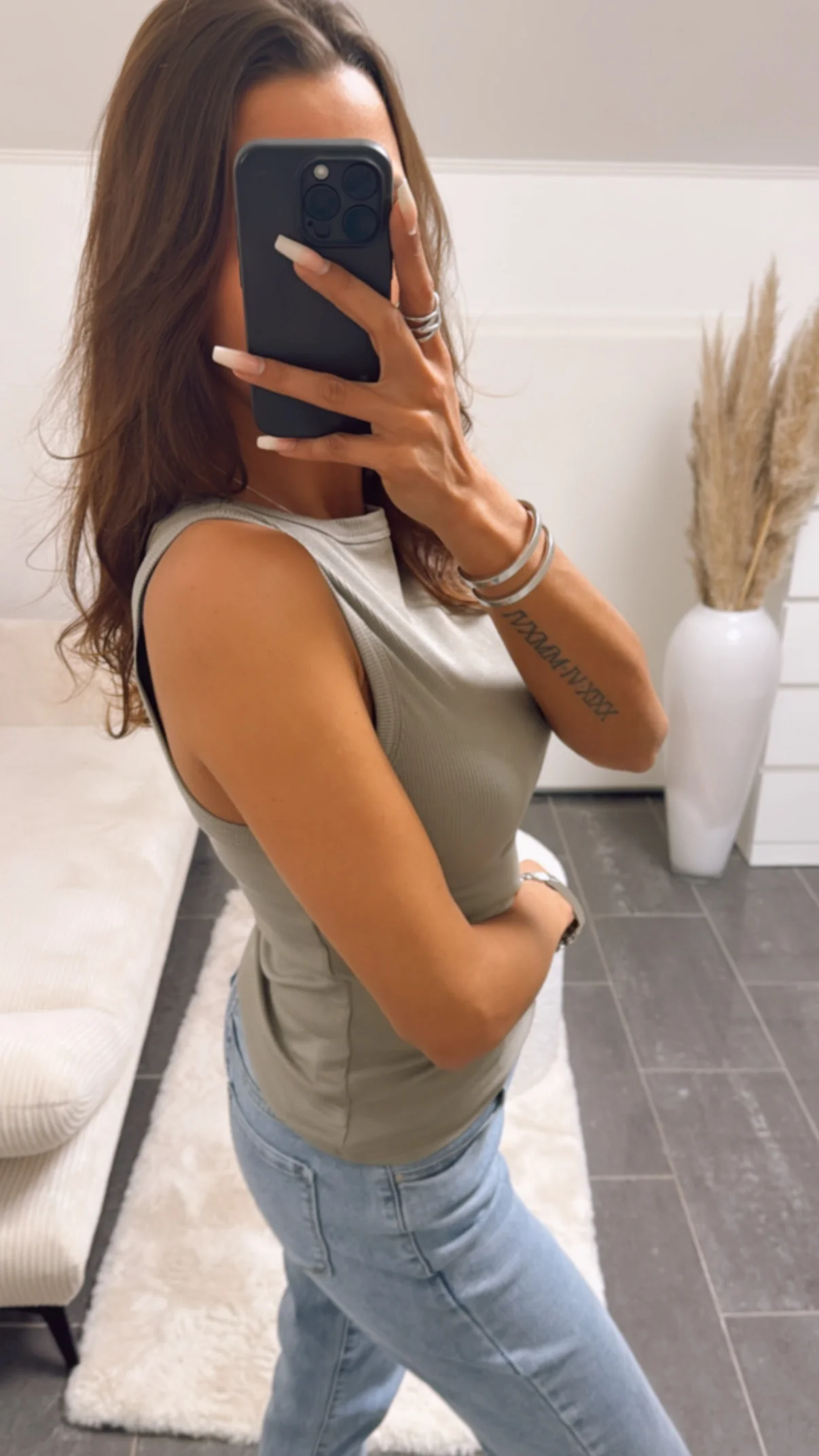 geripptes Tank Top / taupe Art. 8921 - Image 3