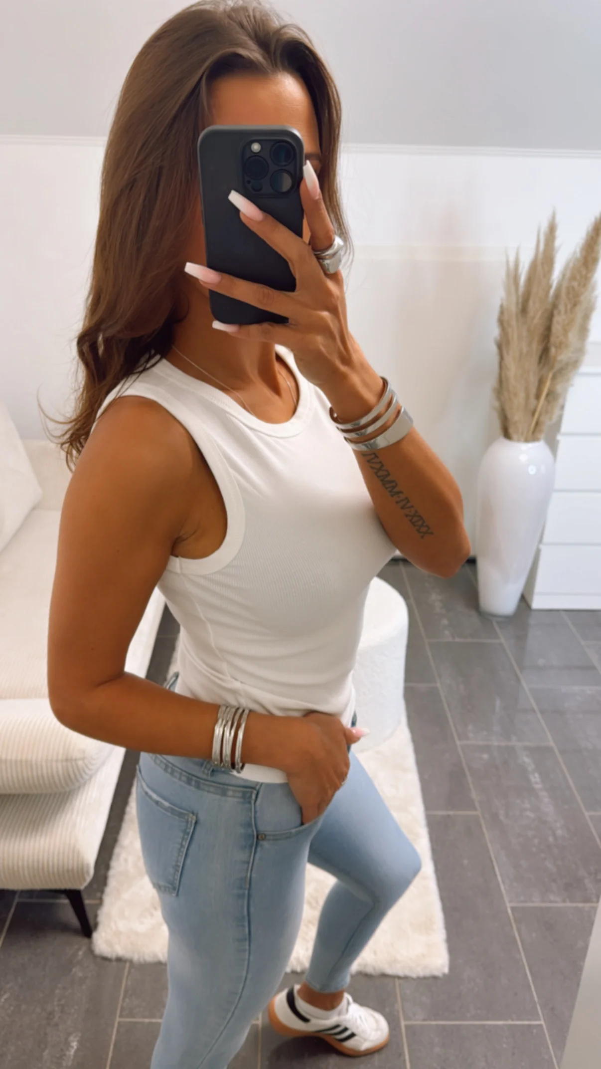 geripptes Tank Top / weiß Art. 8924 - Image 3