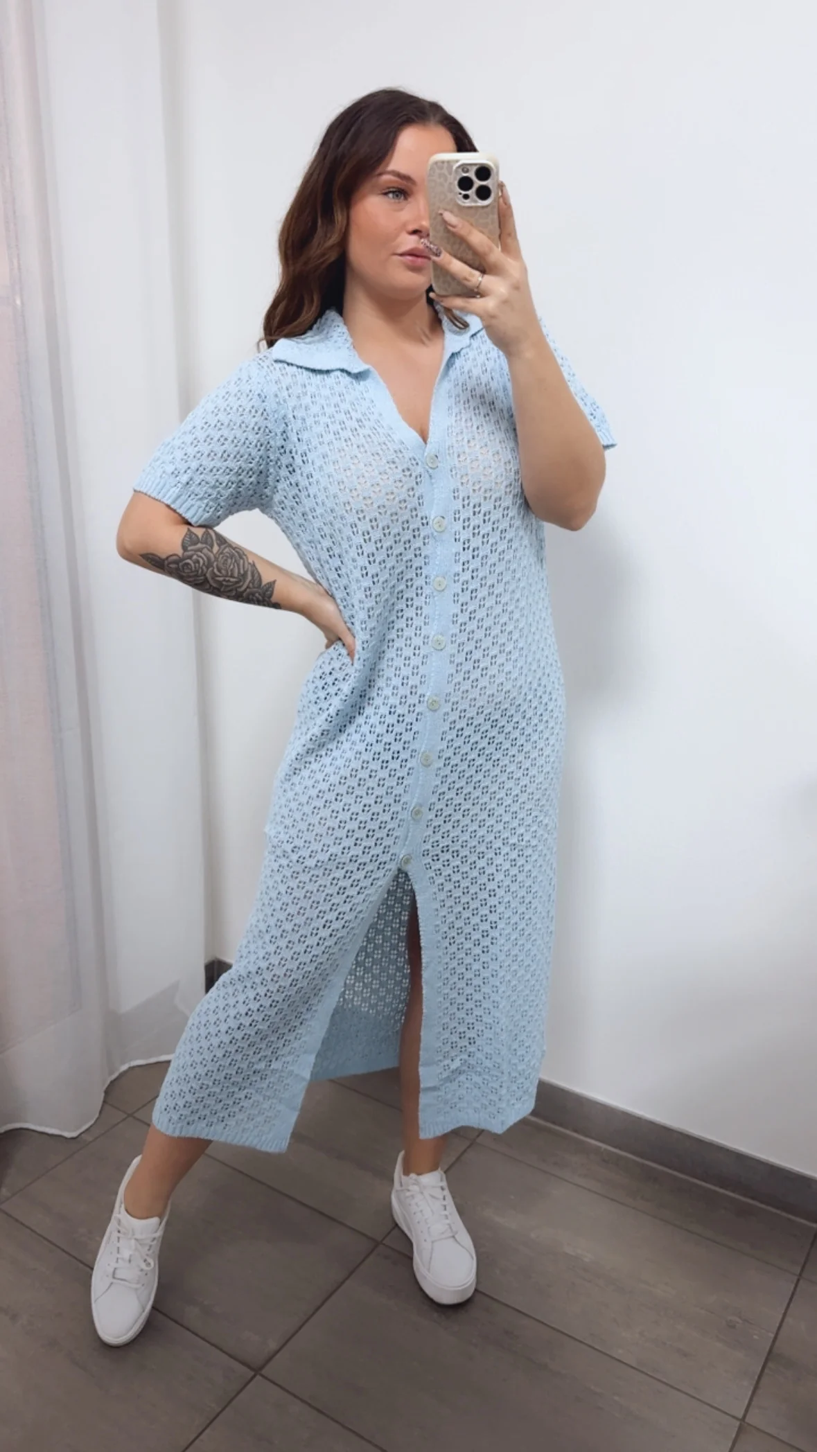 HOLIDAY (Maxi-) Kleid mit durchgehender Knopfleiste / hell blau Art. 14377 - Image 3