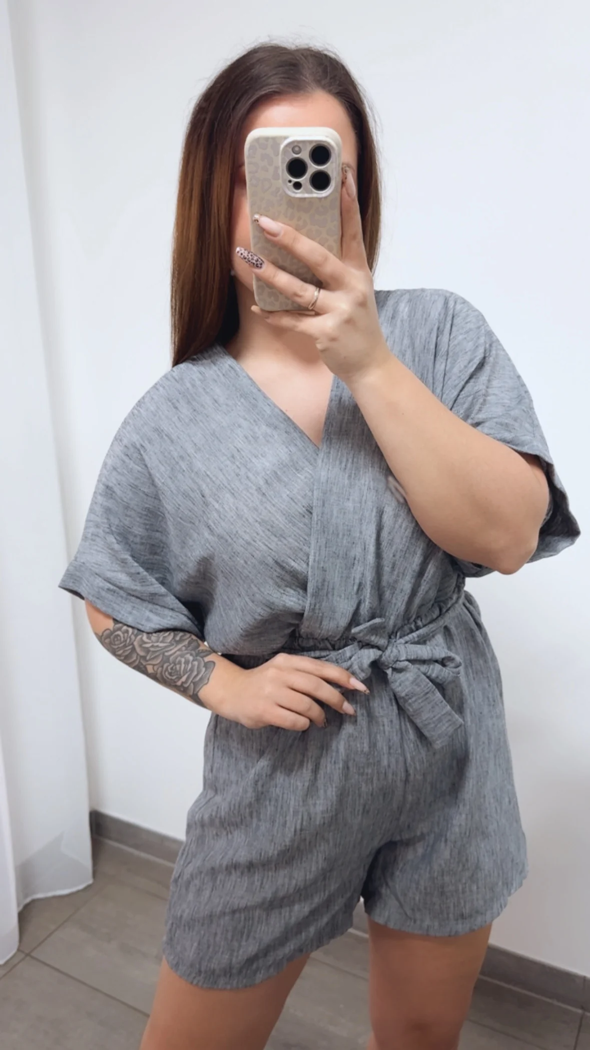 kurzer Jumpsuit zum schnüren / blau meliert Art. 14277 - Image 3