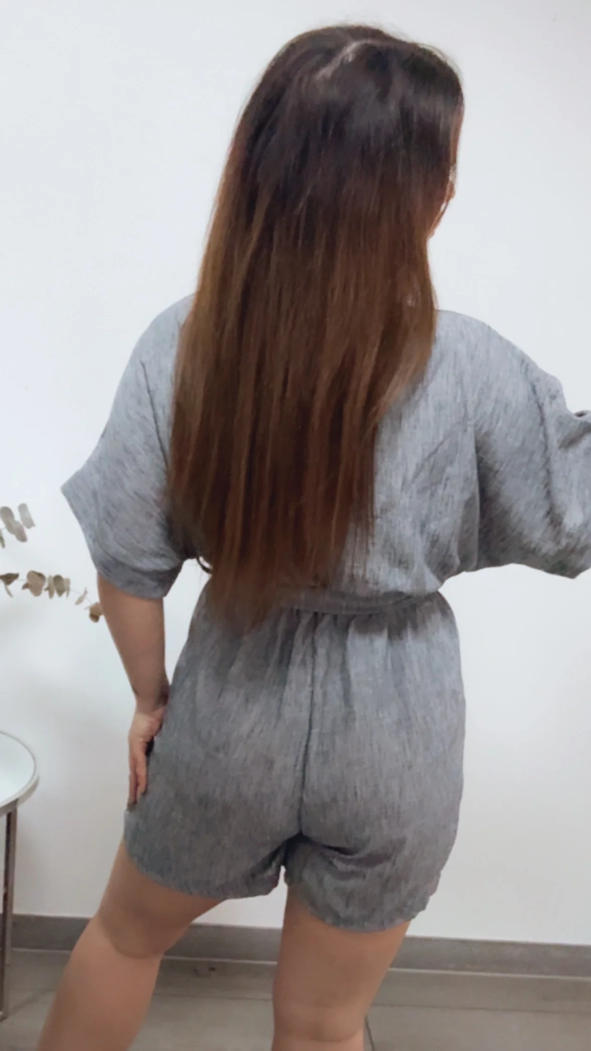 kurzer Jumpsuit zum schnüren / blau meliert Art. 14277 - Image 5