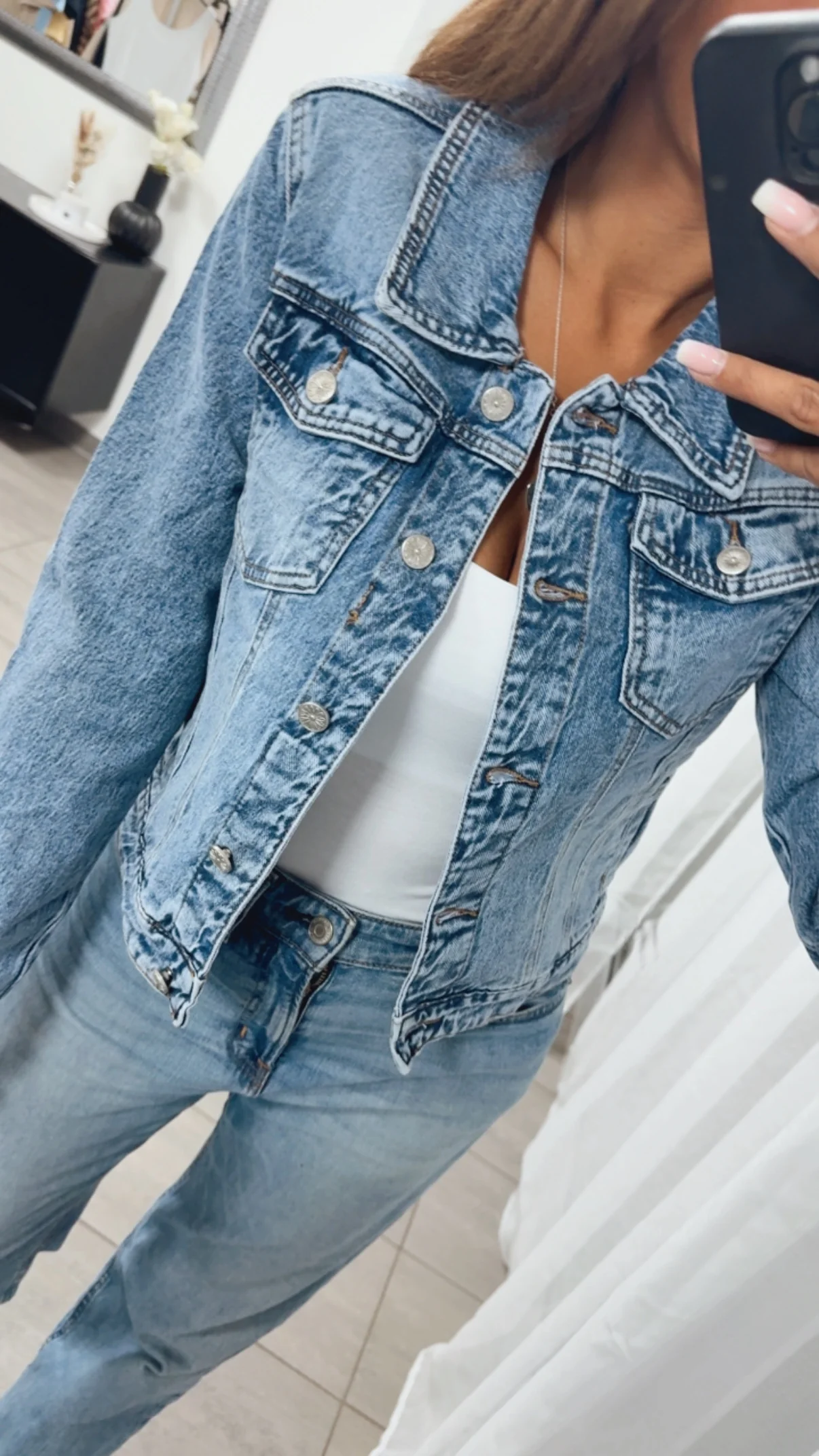 stylisch verwaschene Jeansjacke / M66307 denim blau Art. 14418 - Image 3