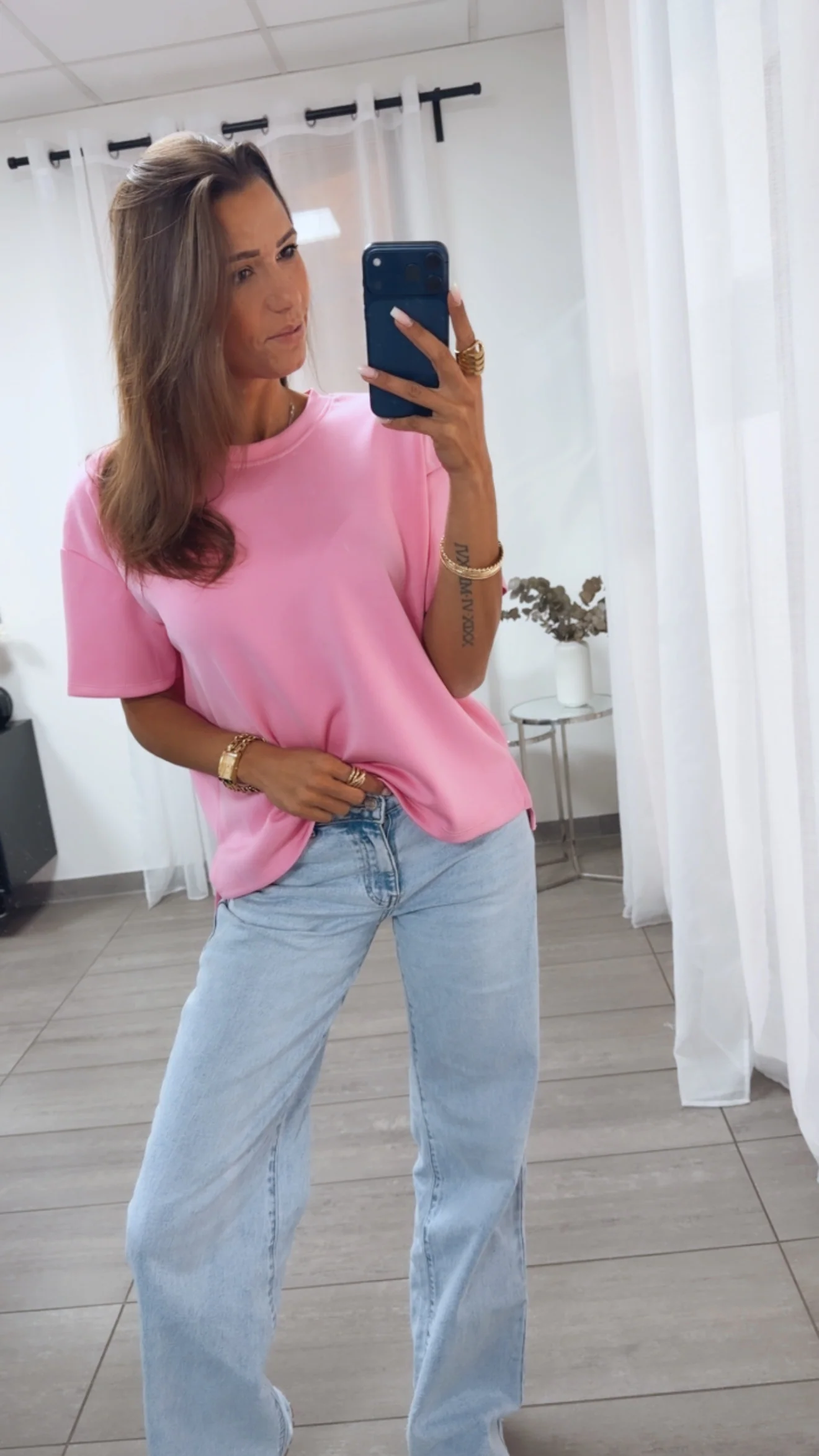 Leichtes Vokuhila Butterstoff T Shirt / soft pink Art.14962