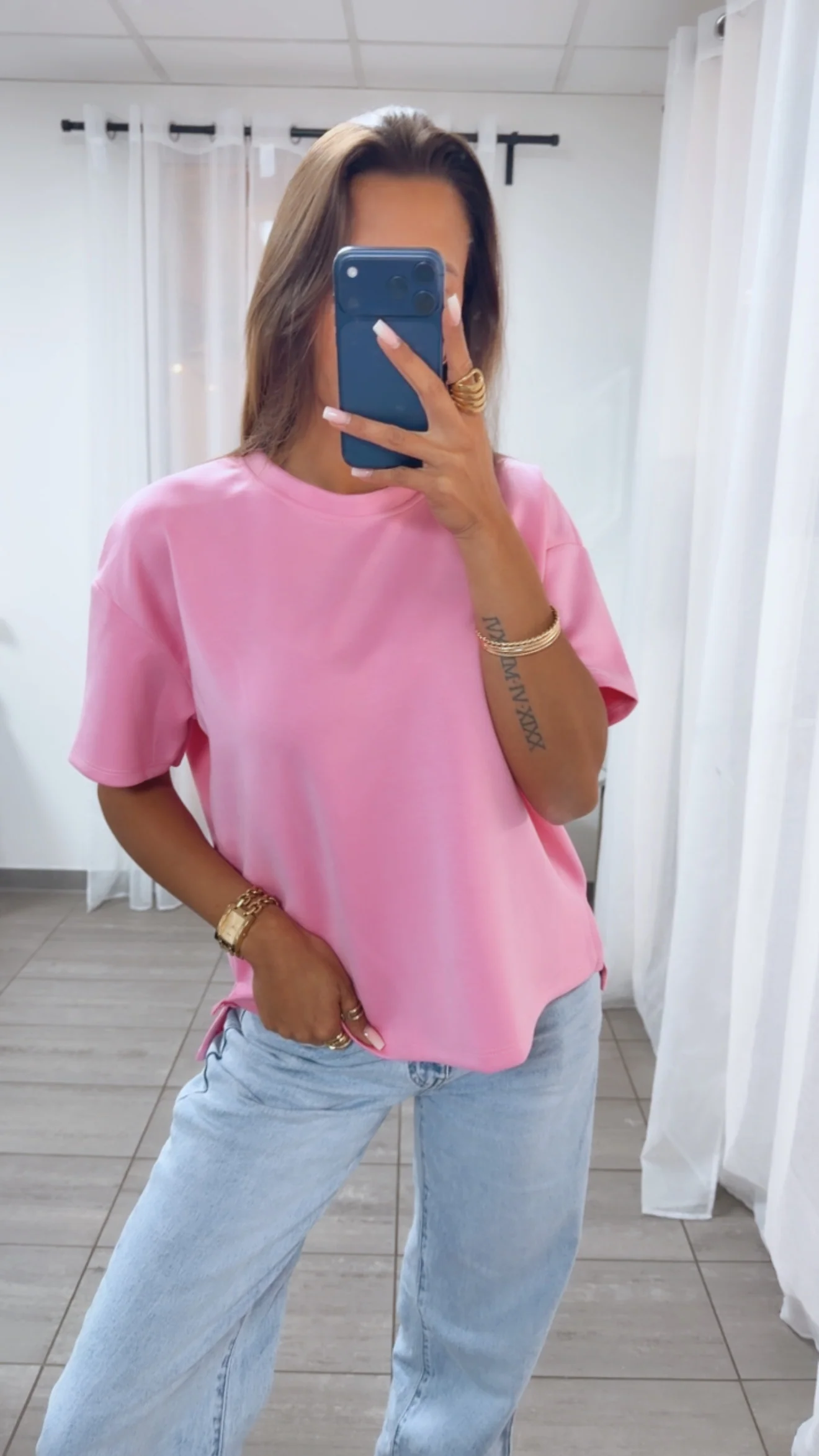 Leichtes Vokuhila Butterstoff T Shirt / soft pink Art.14962 - Image 2