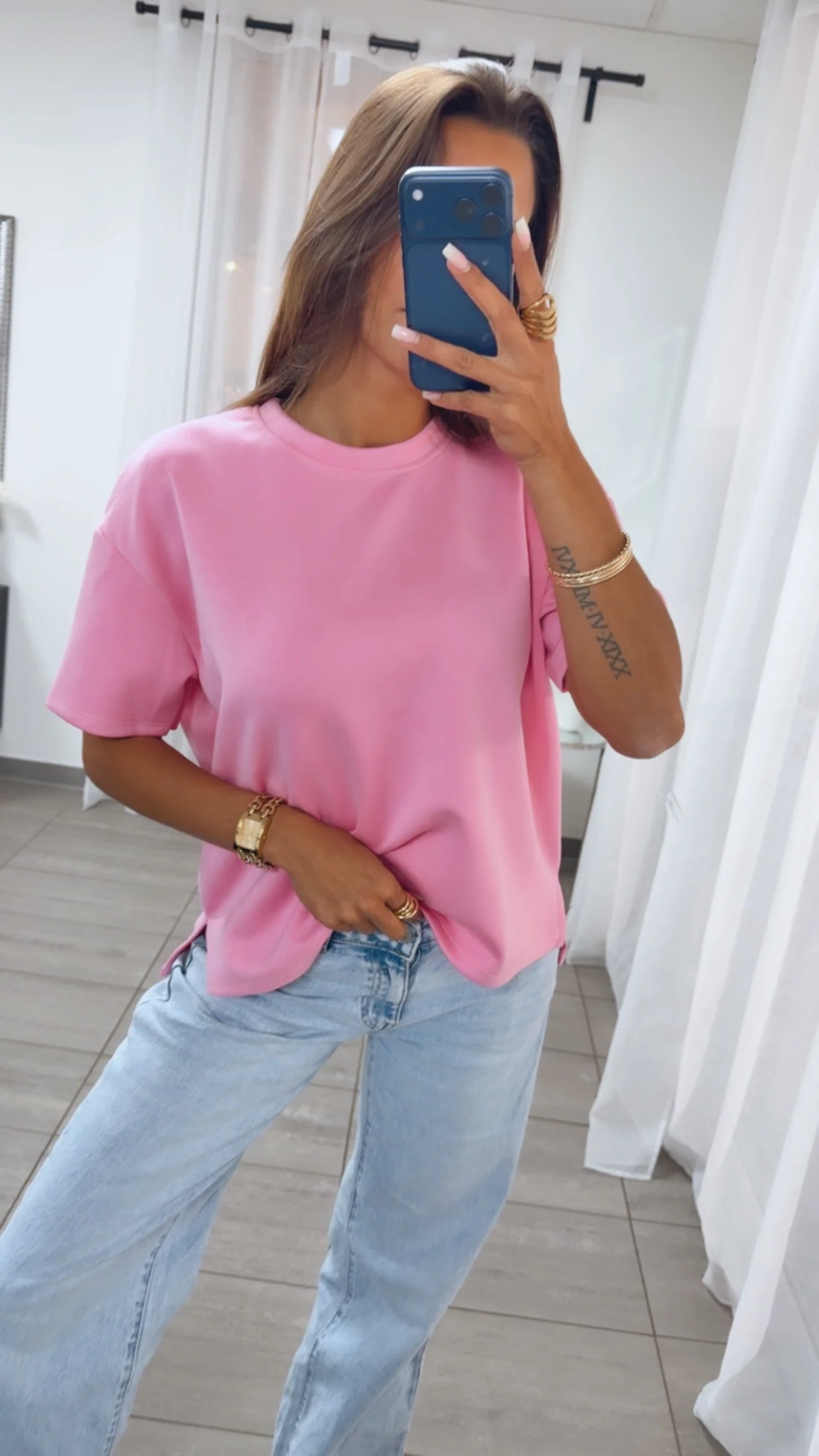 Leichtes Vokuhila Butterstoff T Shirt / soft pink Art.14962 - Image 4