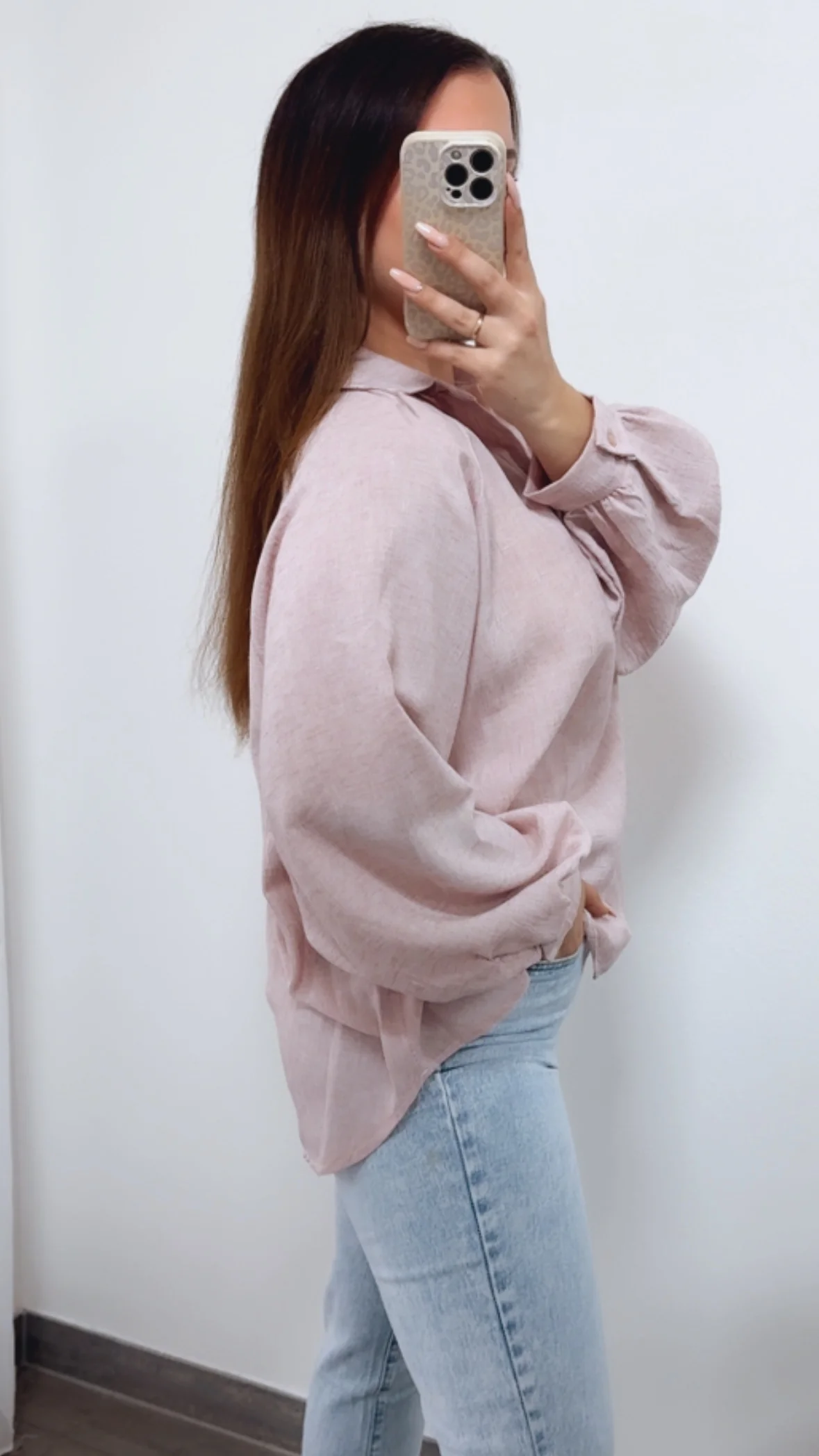 Oversize Blusen Oberteil mit Kragen / rosa Art. 14255 - Image 6