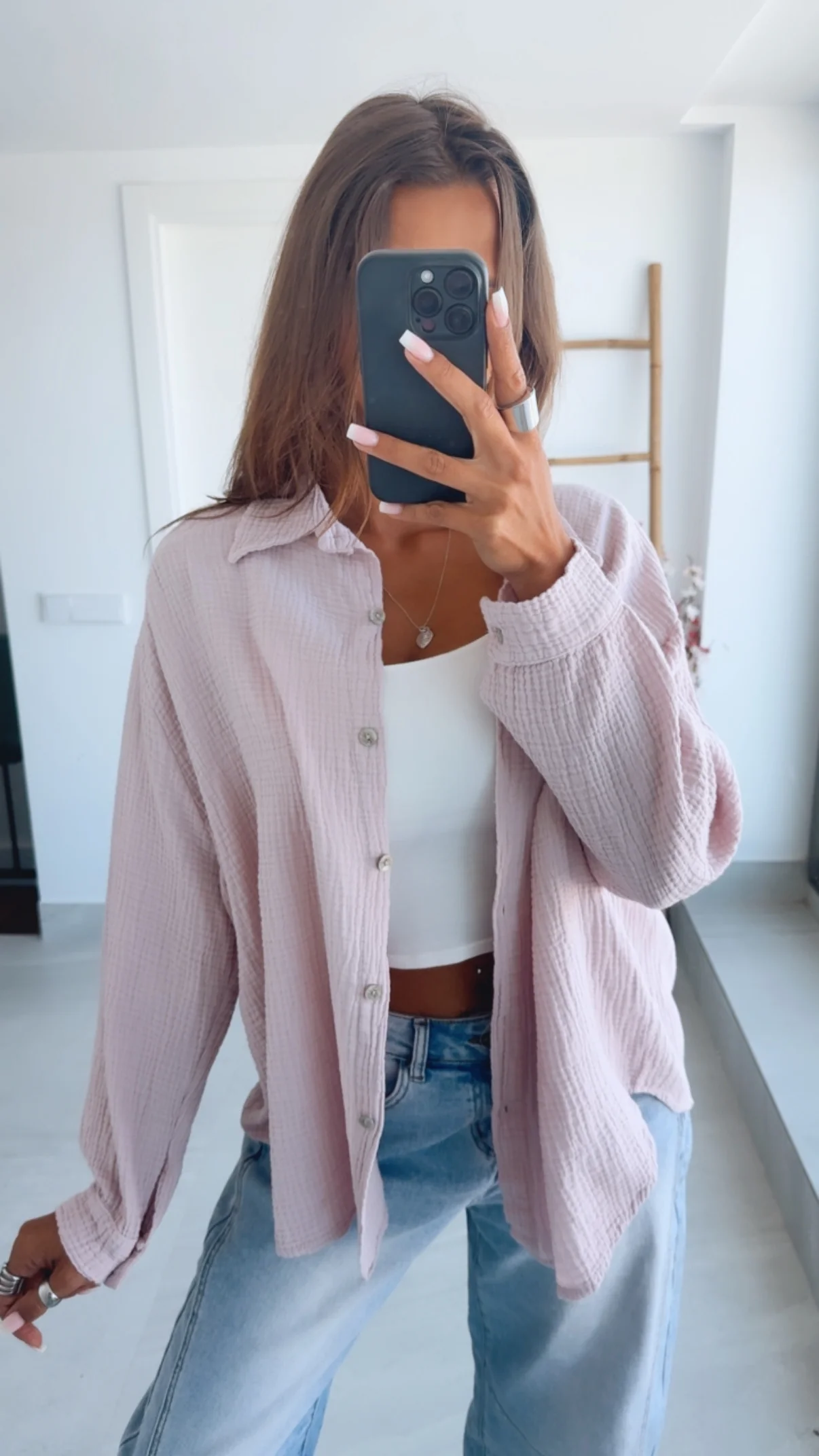 KURZE Oversize Musselin Bluse / zart rosa Art. 3184