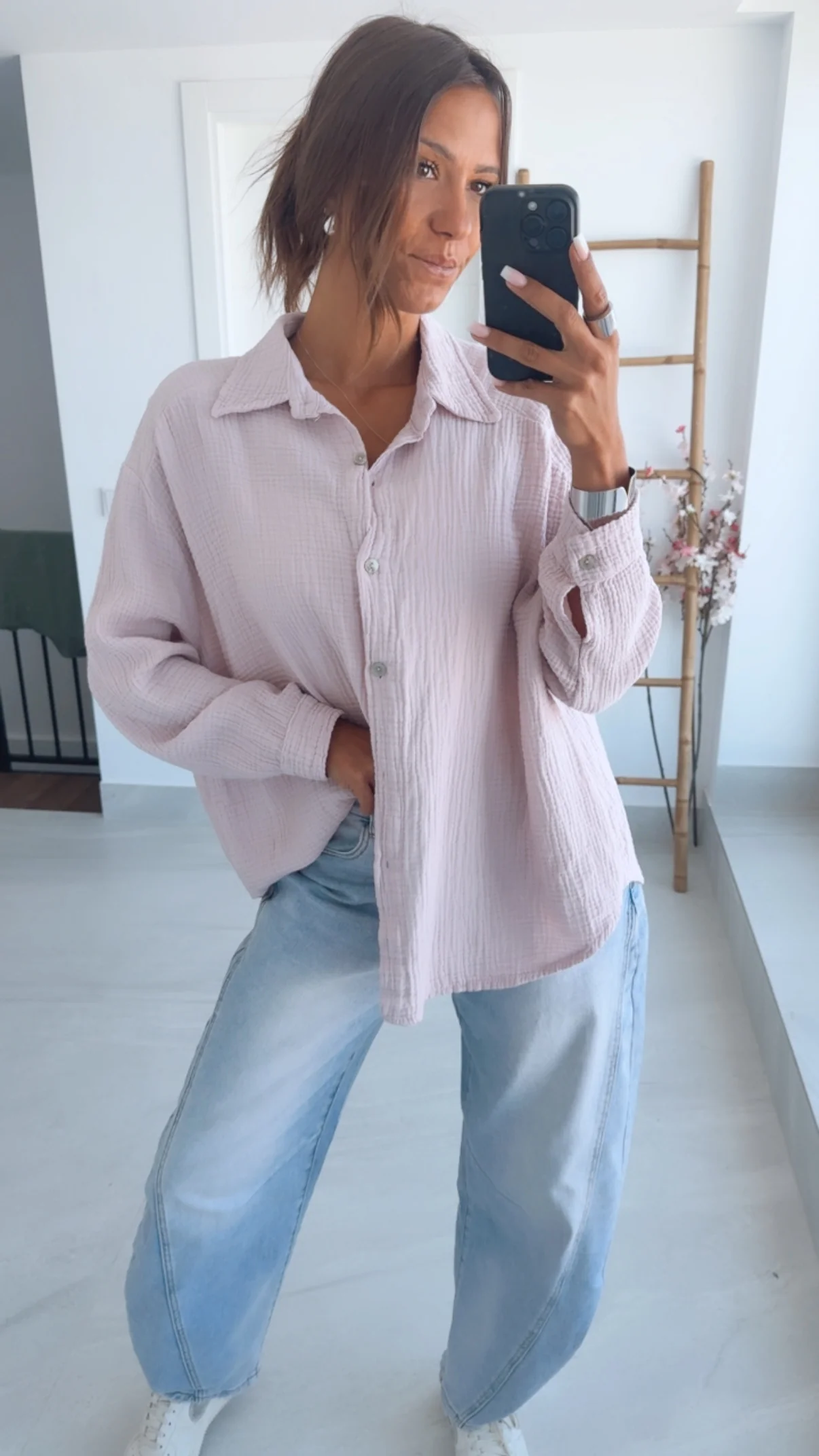 KURZE Oversize Musselin Bluse / zart rosa Art. 3184 - Image 2