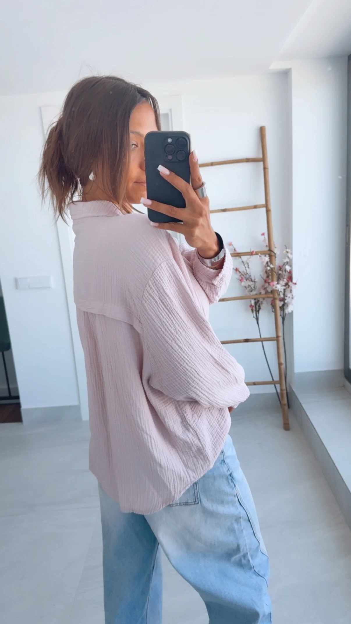 KURZE Oversize Musselin Bluse / zart rosa Art. 3184 - Image 4