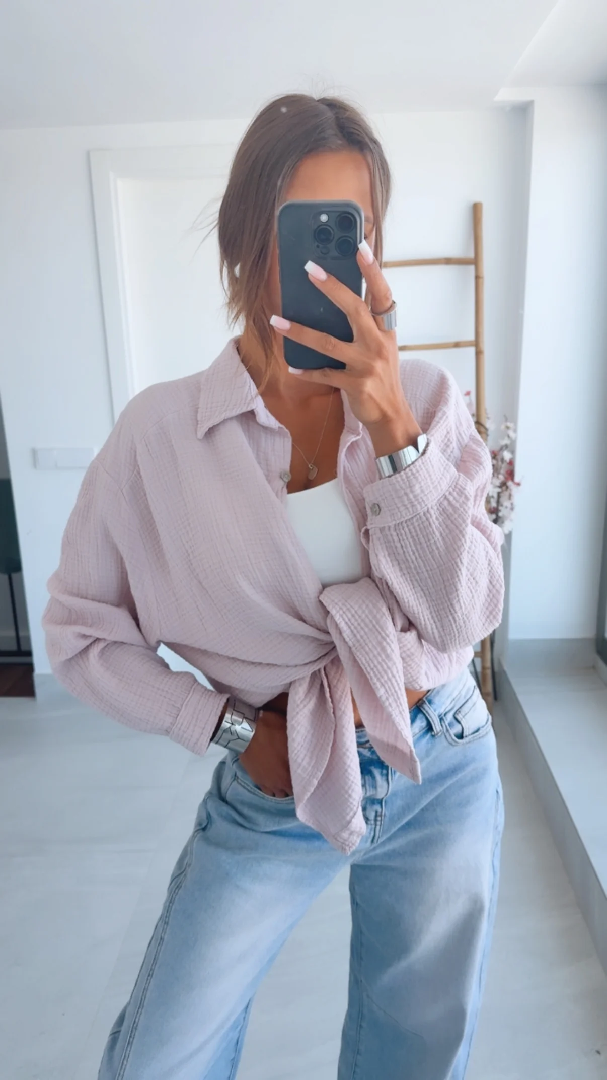 KURZE Oversize Musselin Bluse / zart rosa Art. 3184 - Image 7