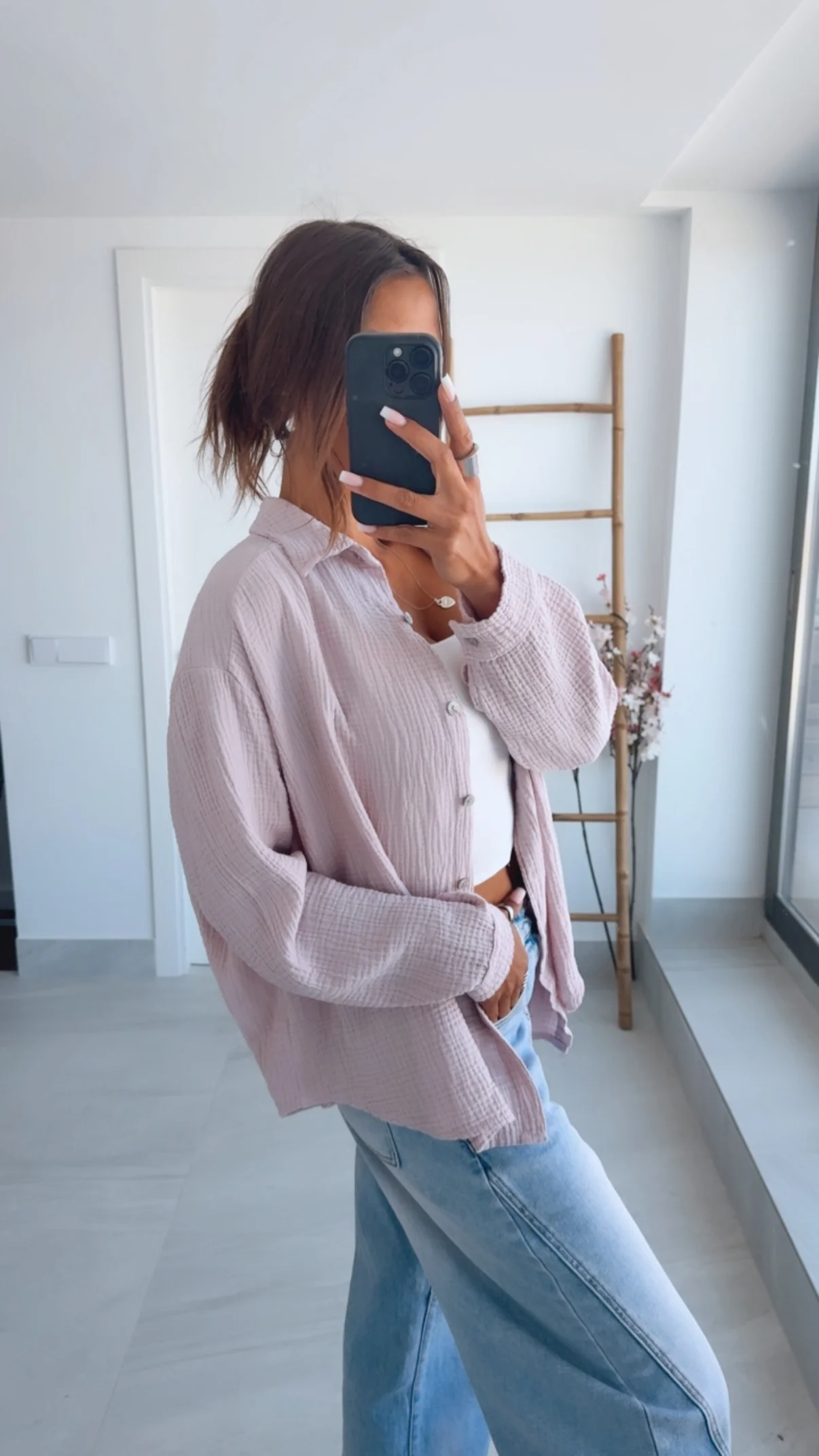 KURZE Oversize Musselin Bluse / zart rosa Art. 3184 - Image 8