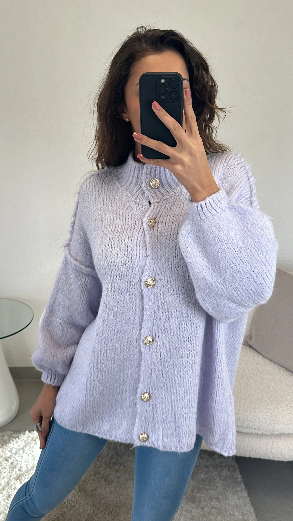 Kuschel Cardigan mit goldenen Knöpfen / flieder Art. 5568 - Image 2