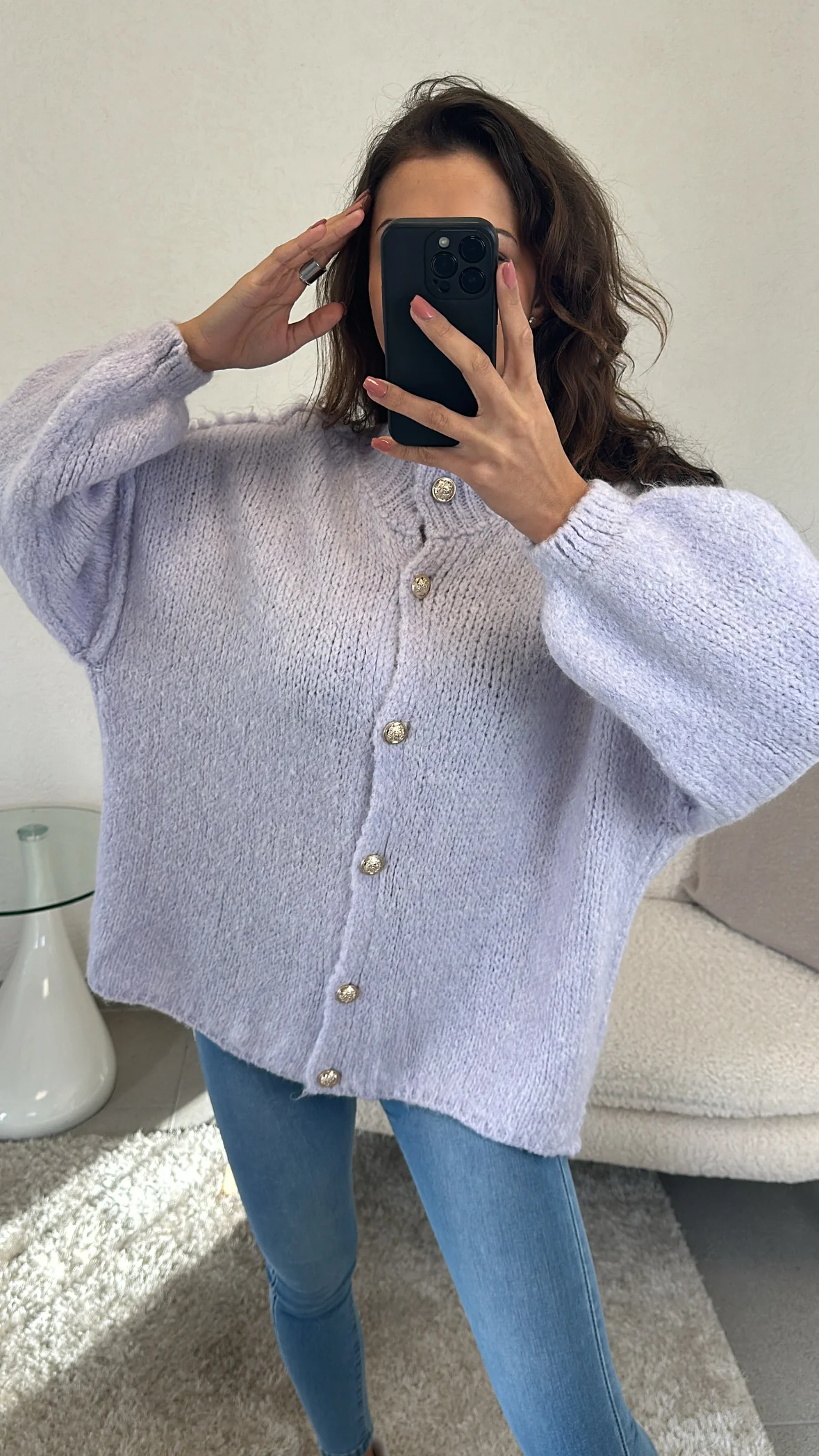 Kuschel Cardigan mit goldenen Knöpfen / flieder Art. 5568 - Image 3
