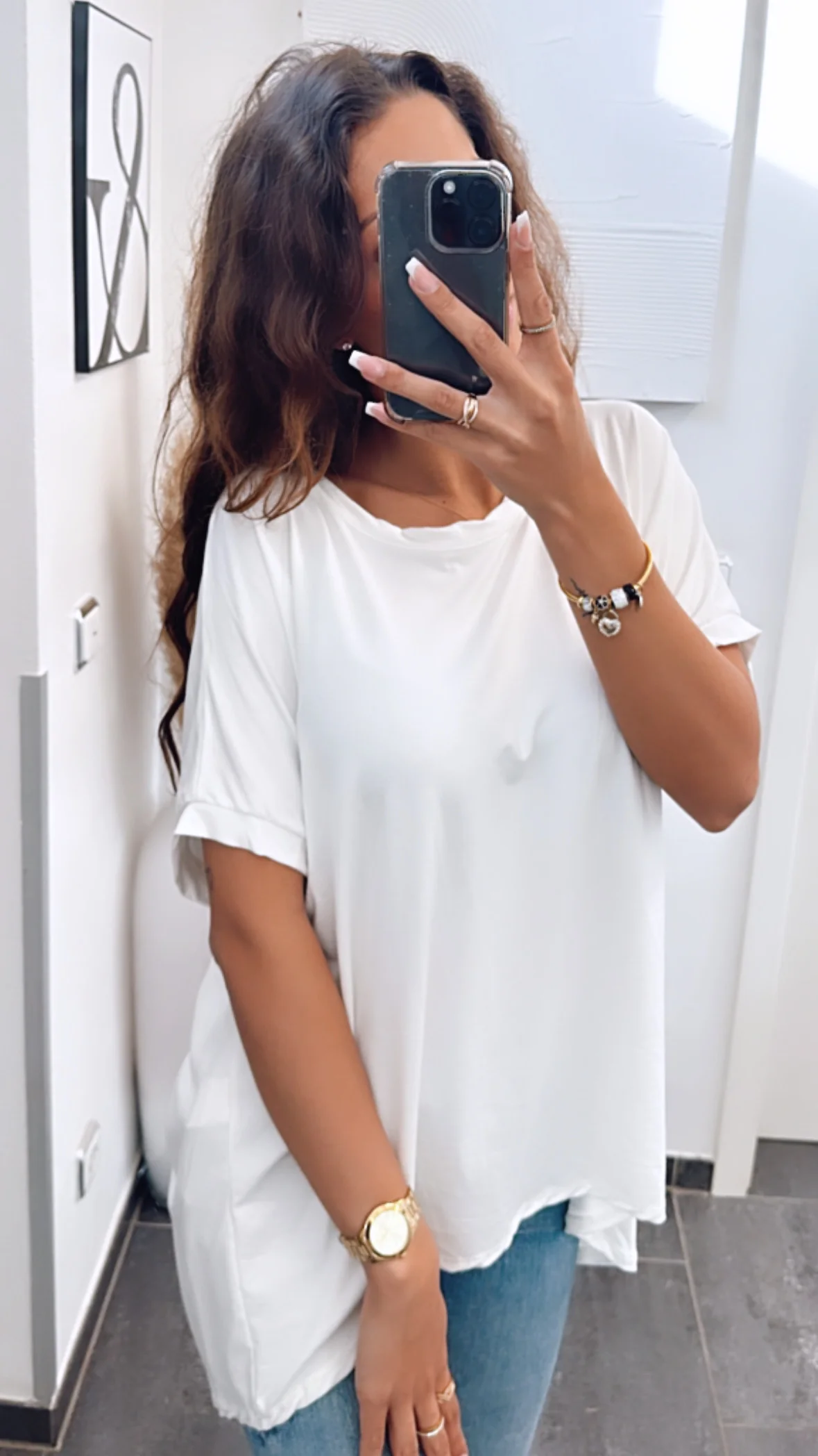 Vokuhila Long T-Shirt / weiss Art. 5914 - Image 2