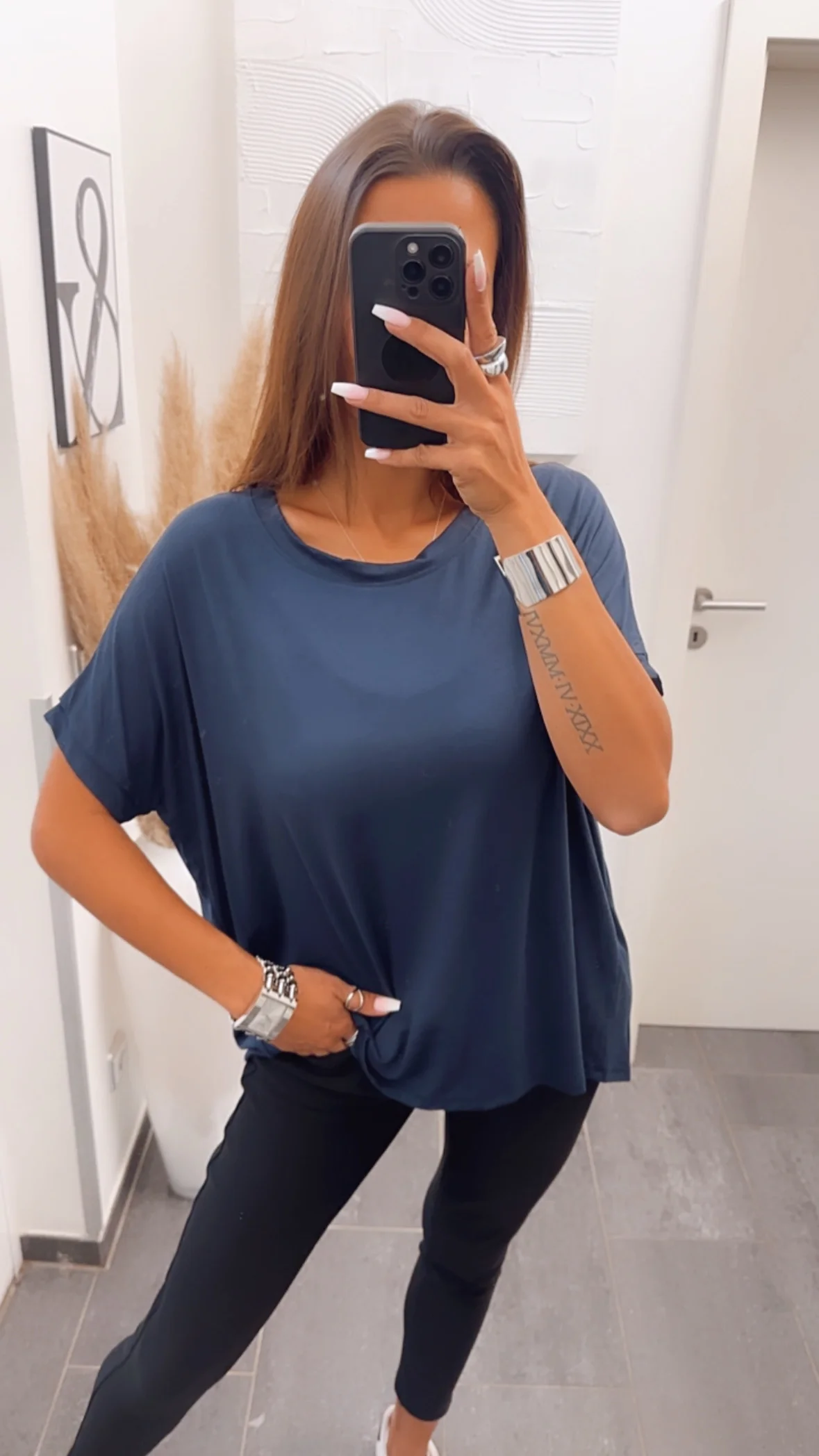 Vokuhila Long T-Shirt / dunkel blau Art. 6184