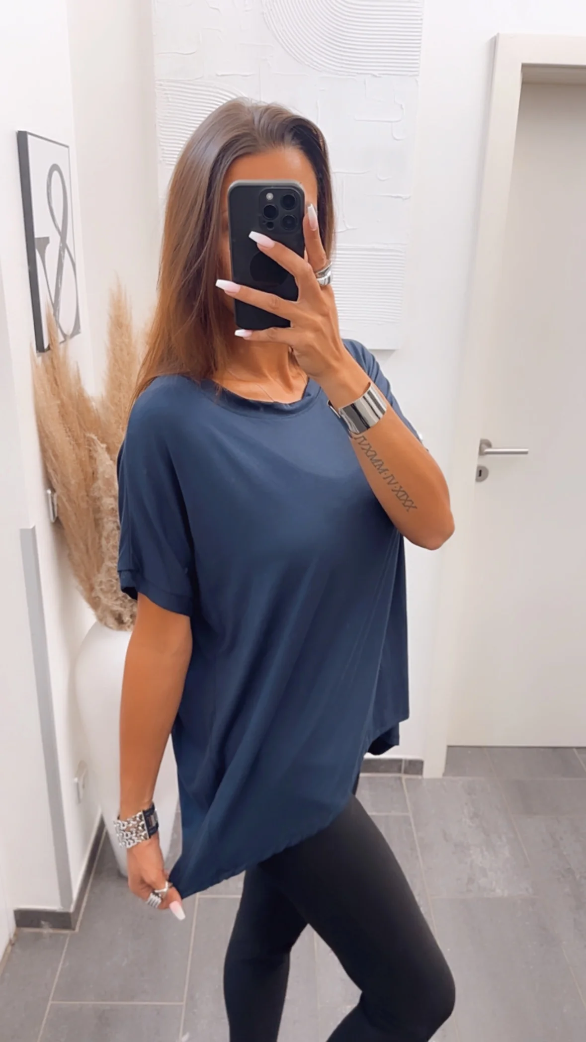 Vokuhila Long T-Shirt / dunkel blau Art. 6184 - Image 2