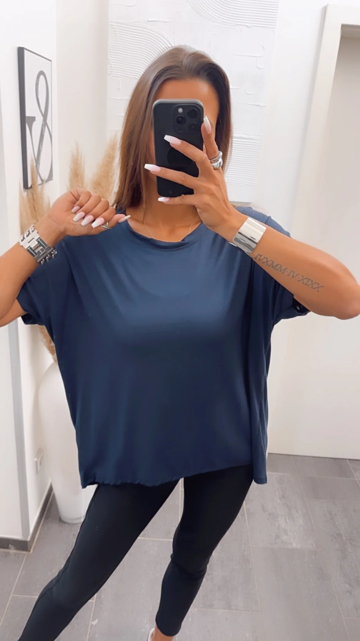 Vokuhila Long T-Shirt / dunkel blau Art. 6184 - Image 3