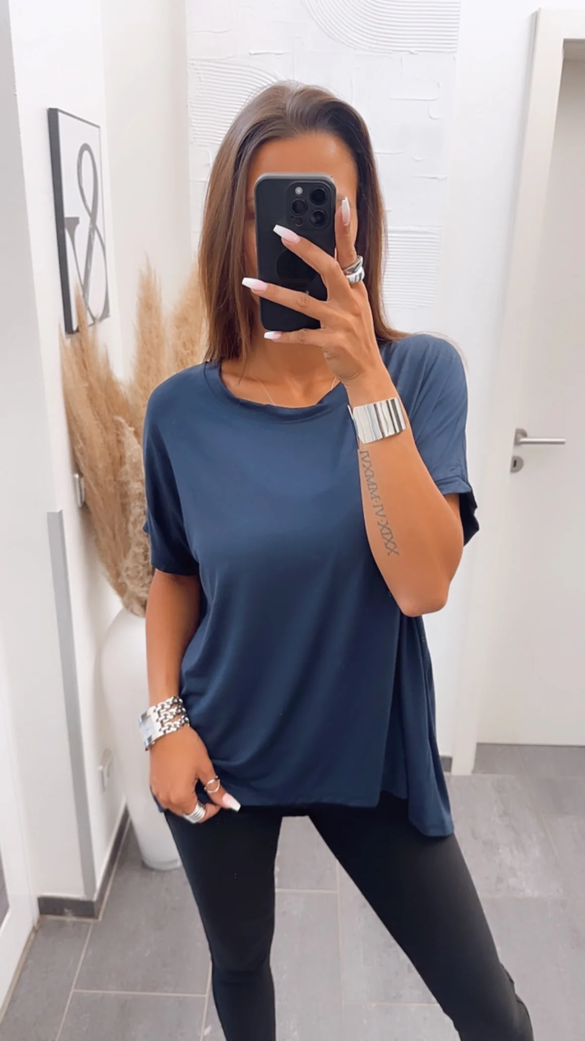 Vokuhila Long T-Shirt / dunkel blau Art. 6184 - Image 4