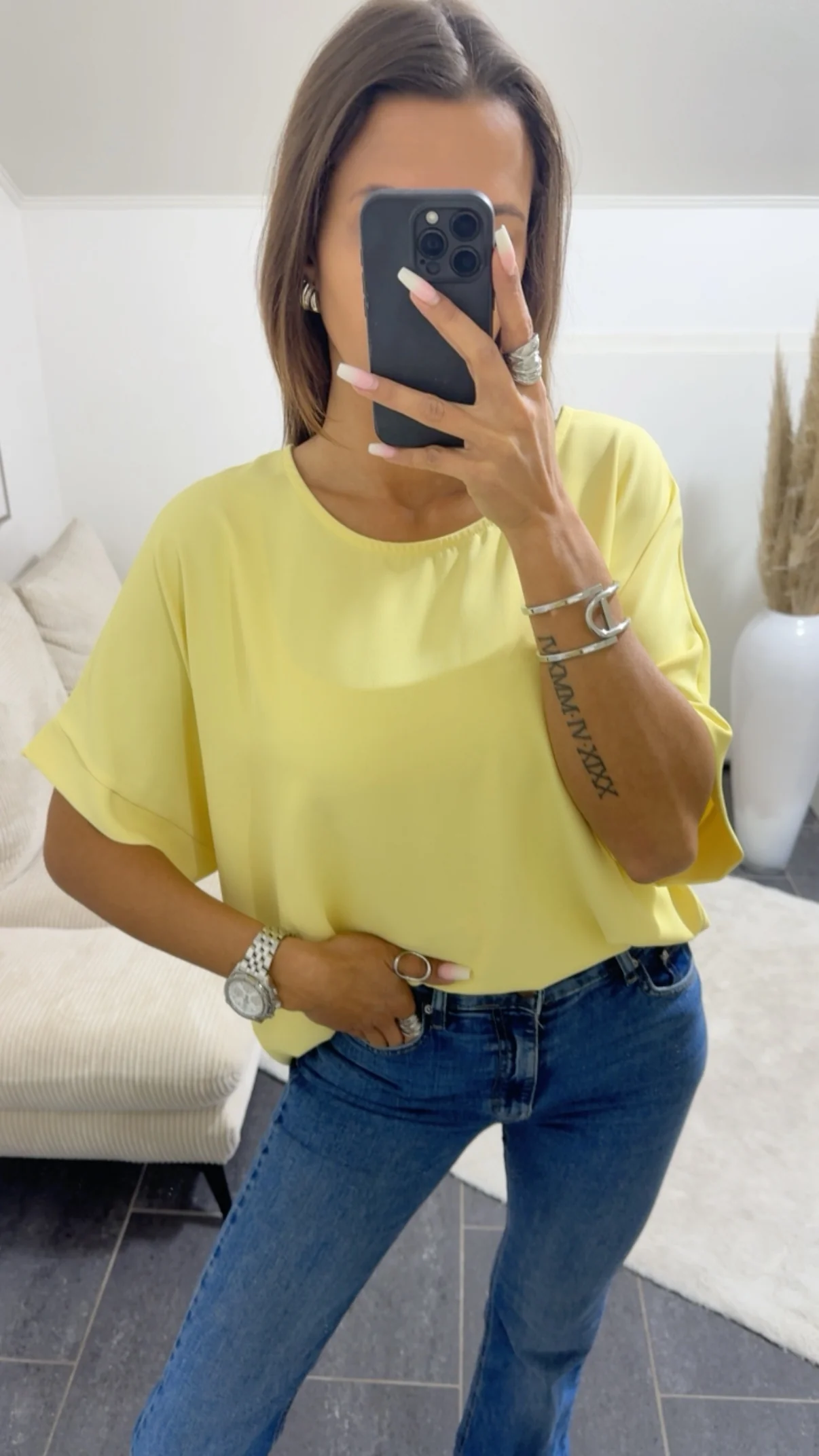 Locker geschnittene oversize Bluse / soft gelb Art.14796 - Image 2