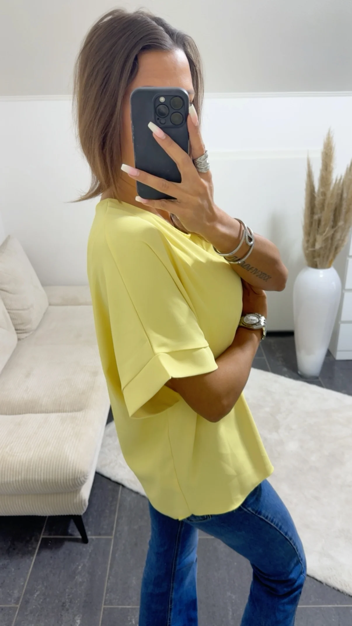 Locker geschnittene oversize Bluse / soft gelb Art.14796 - Image 3