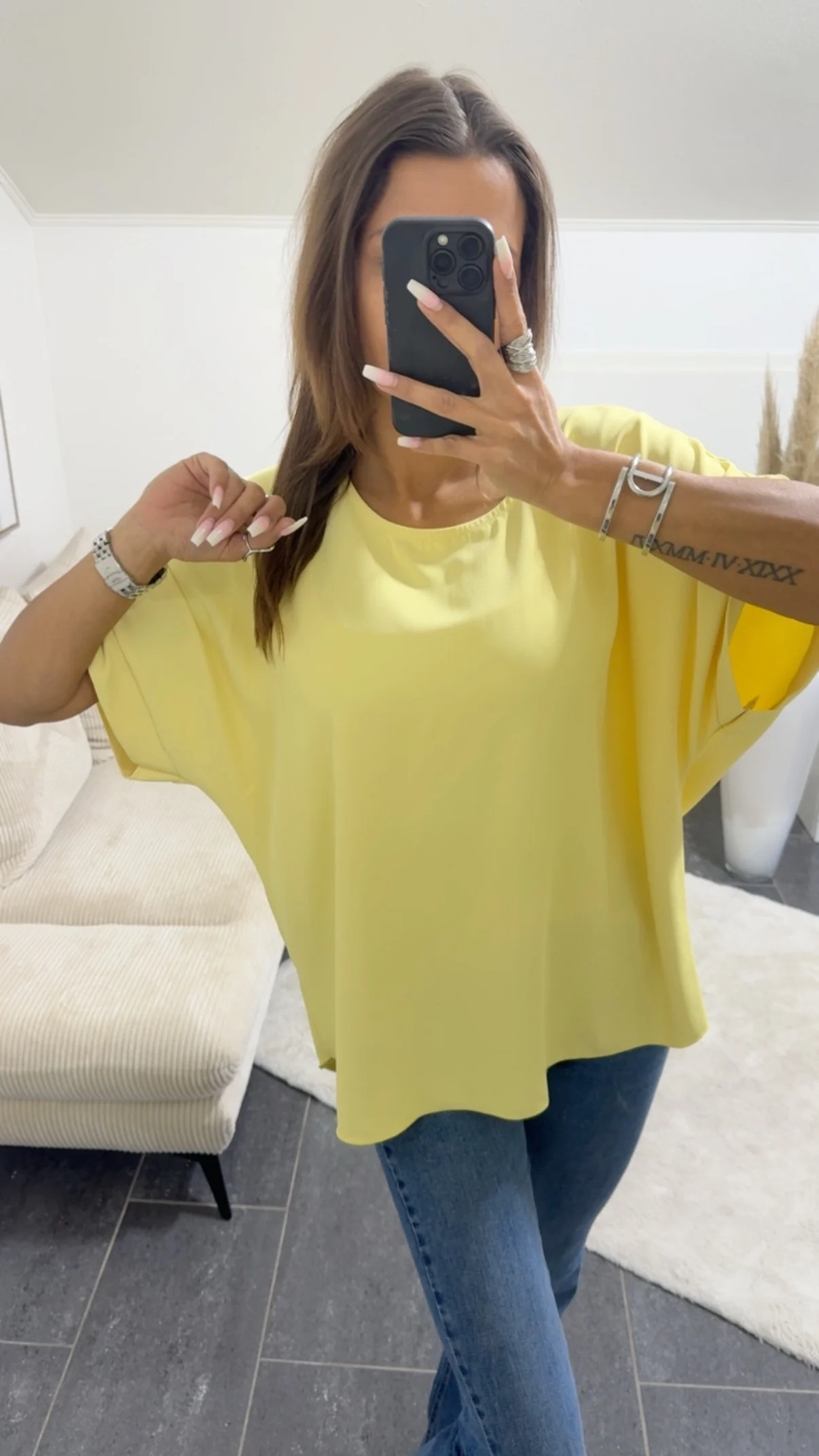 Locker geschnittene oversize Bluse / soft gelb Art.14796 - Image 4