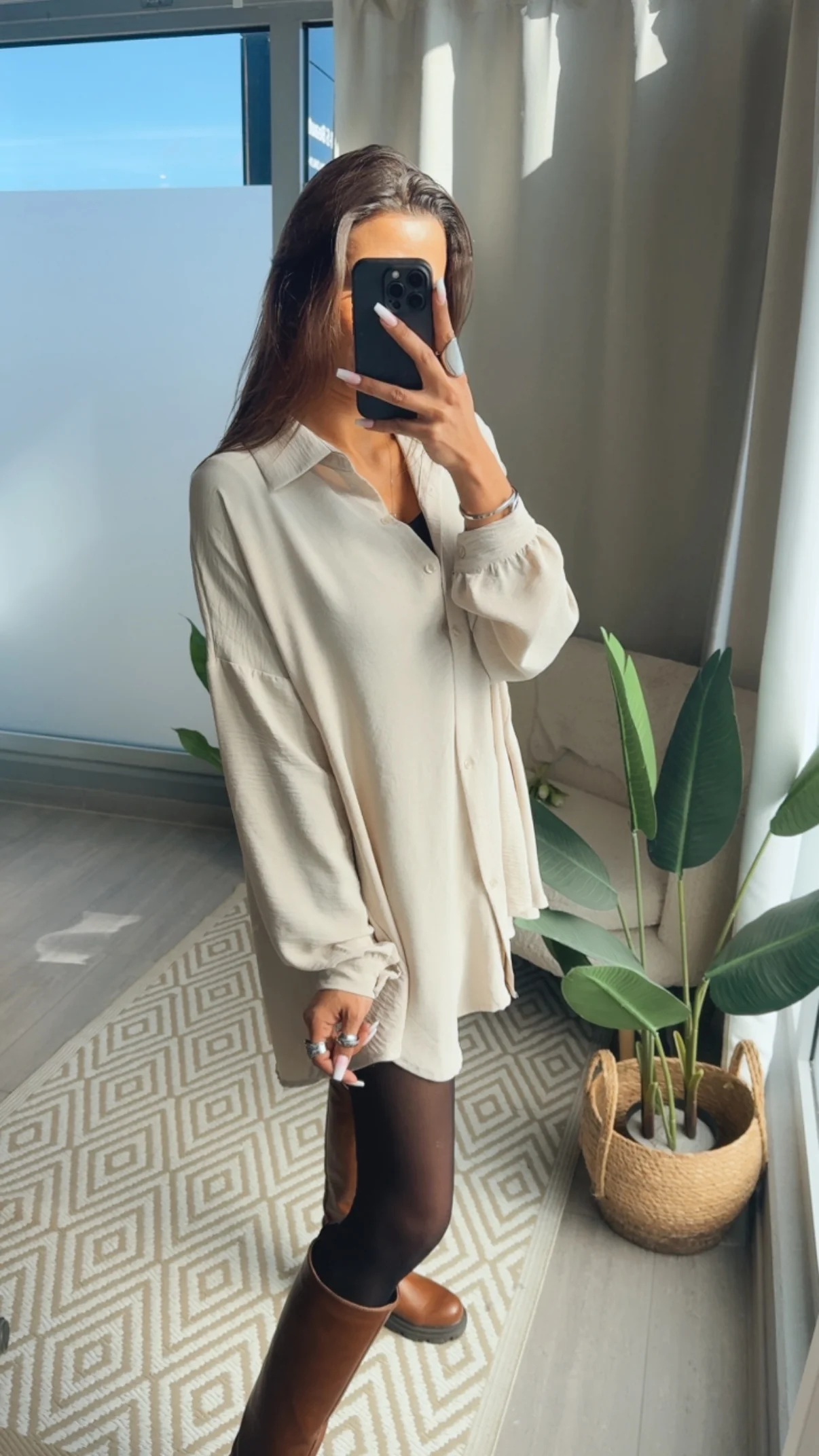 Lockere Oversize Sommer Bluse / beige Art.14527 - Image 2