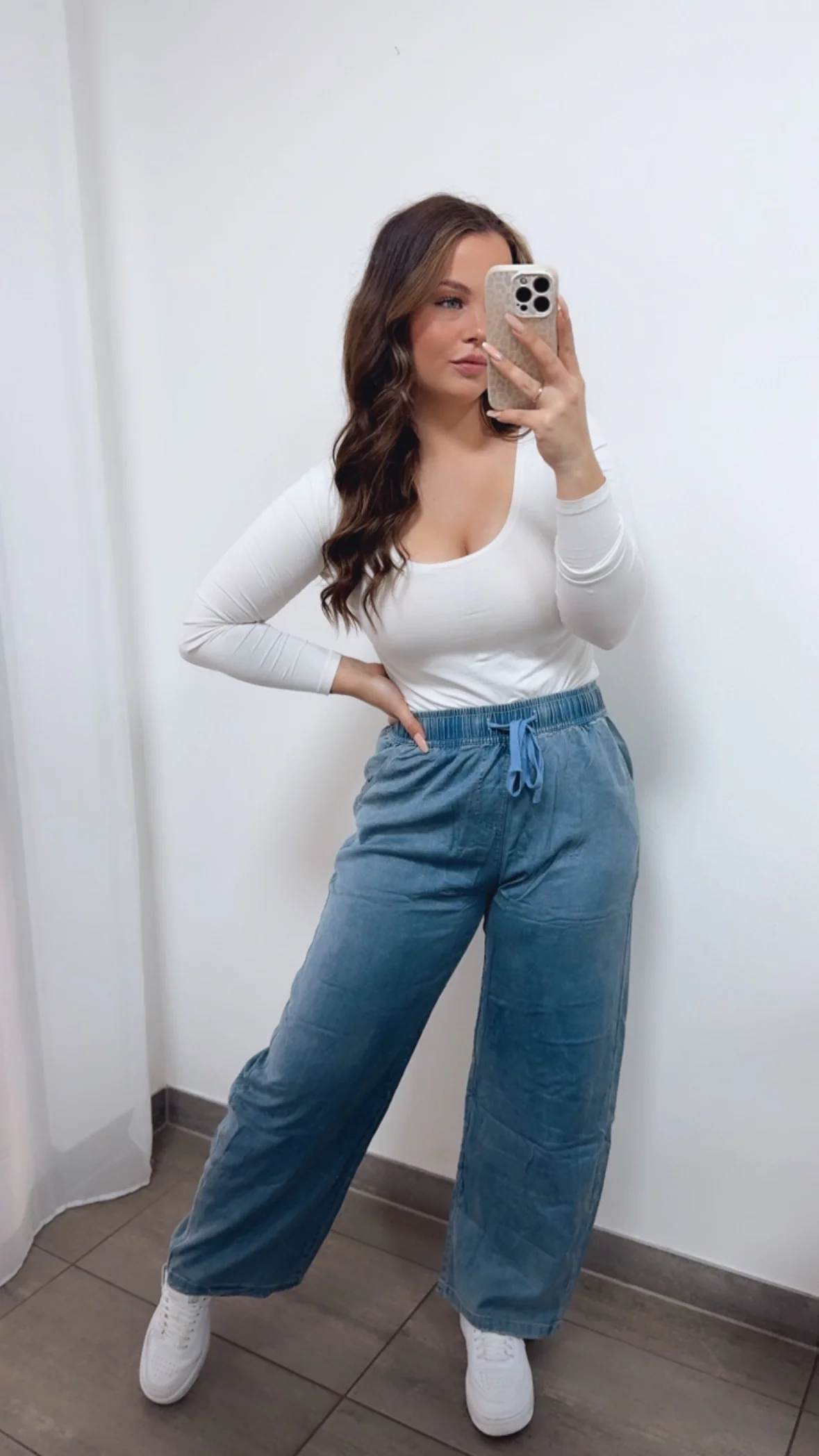 Lyocell - Viskose - Mix Hose im Denim Look / verwaschenes blau Art. 14618