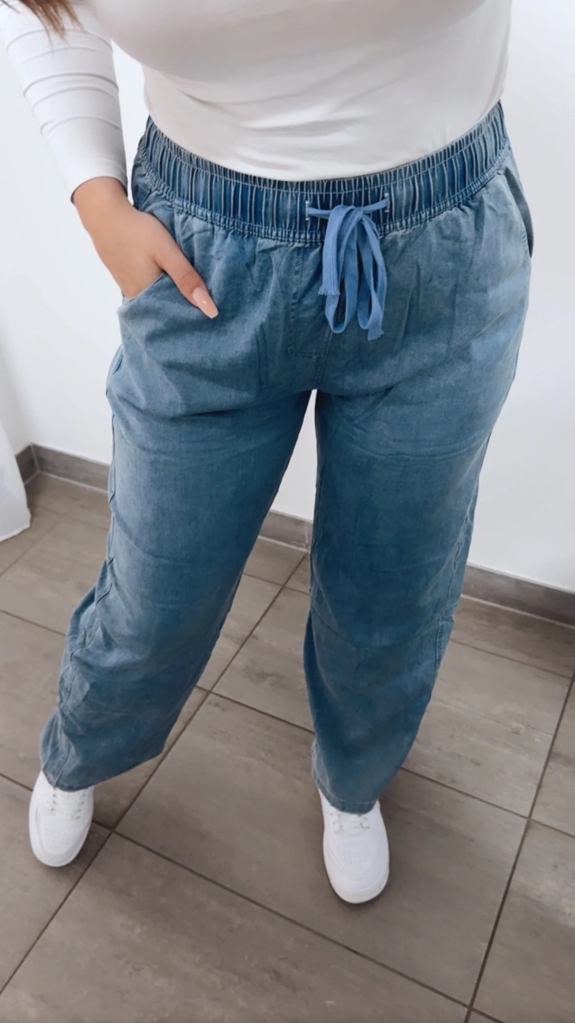 Lyocell - Viskose - Mix Hose im Denim Look / verwaschenes blau Art. 14618 - Image 2