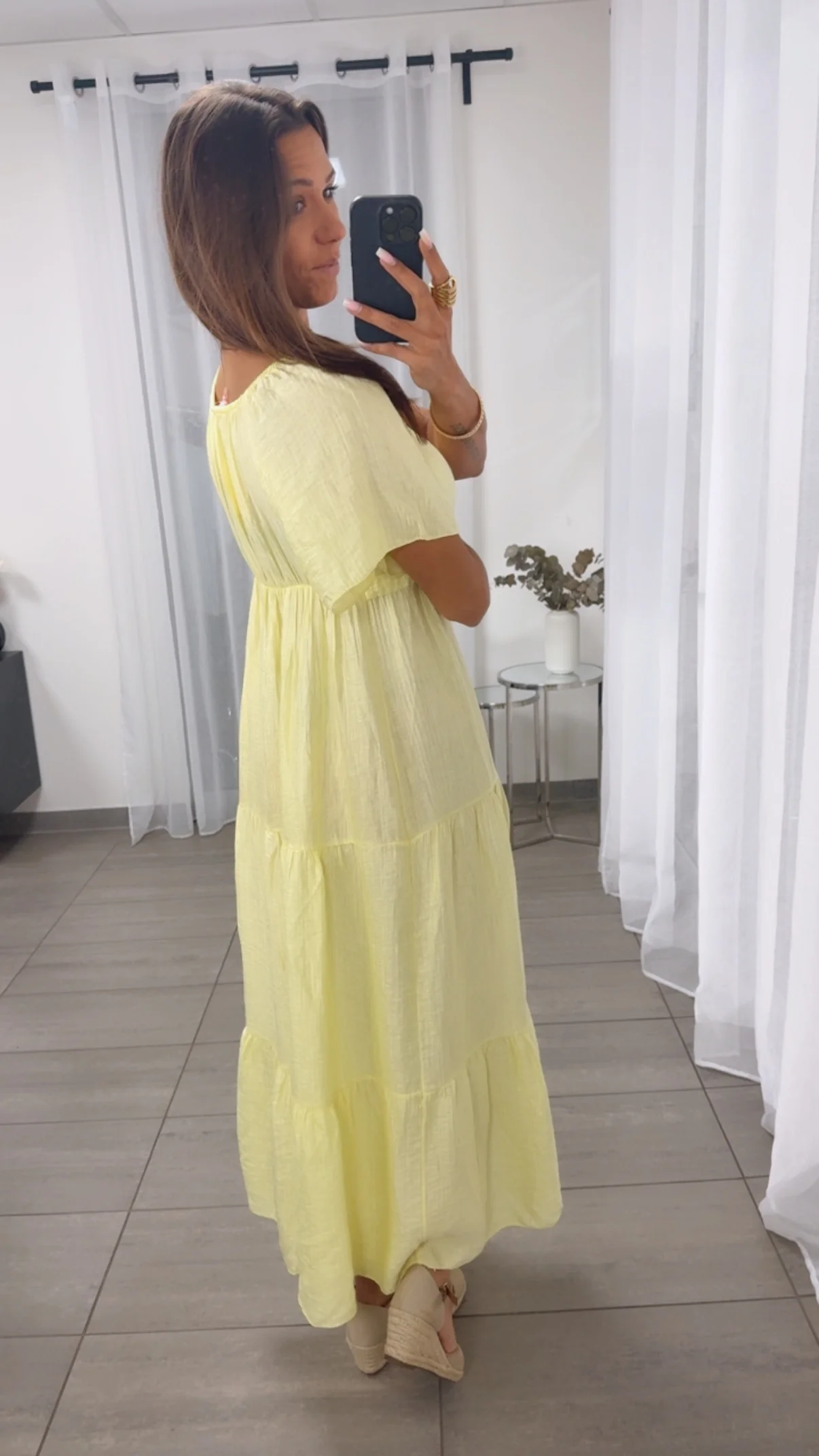Maxi Lyocell Kleid mit verstellbarem Brustbereich / soft gelb Art. 14916 - Image 4