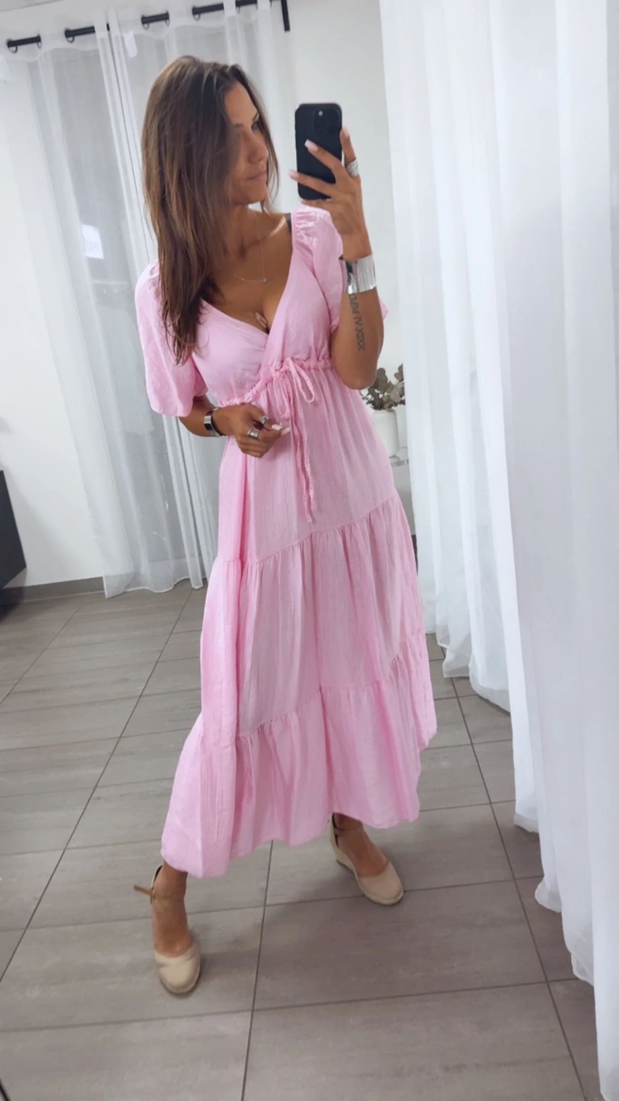 Maxi Lyocell Kleid mit verstellbarem Brustbereich / soft pink Art. 14910 - Image 3