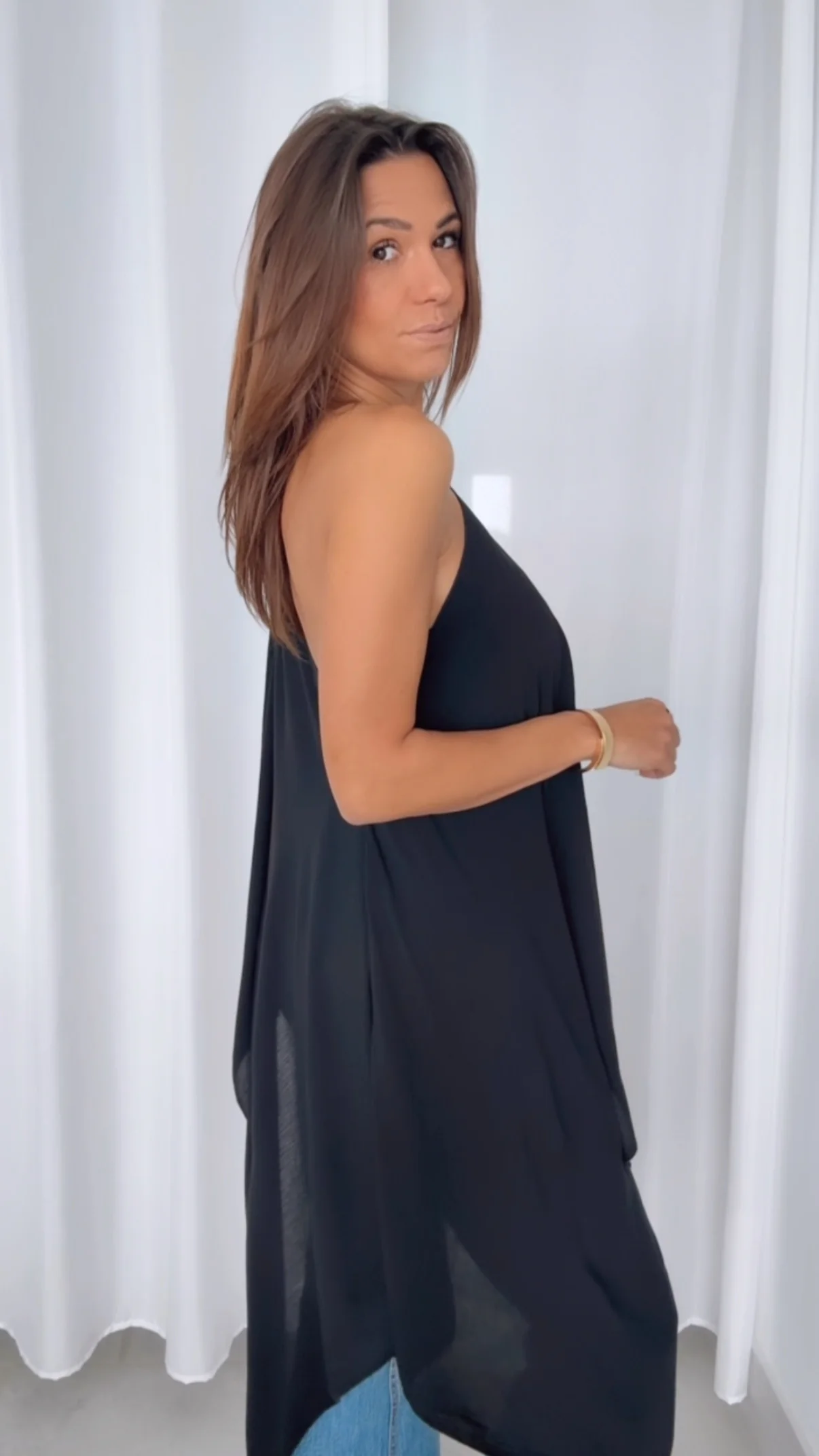 Multi Style Krepp Oberteil mit Bandeau Top / schwarz Art. 14606 - Image 5