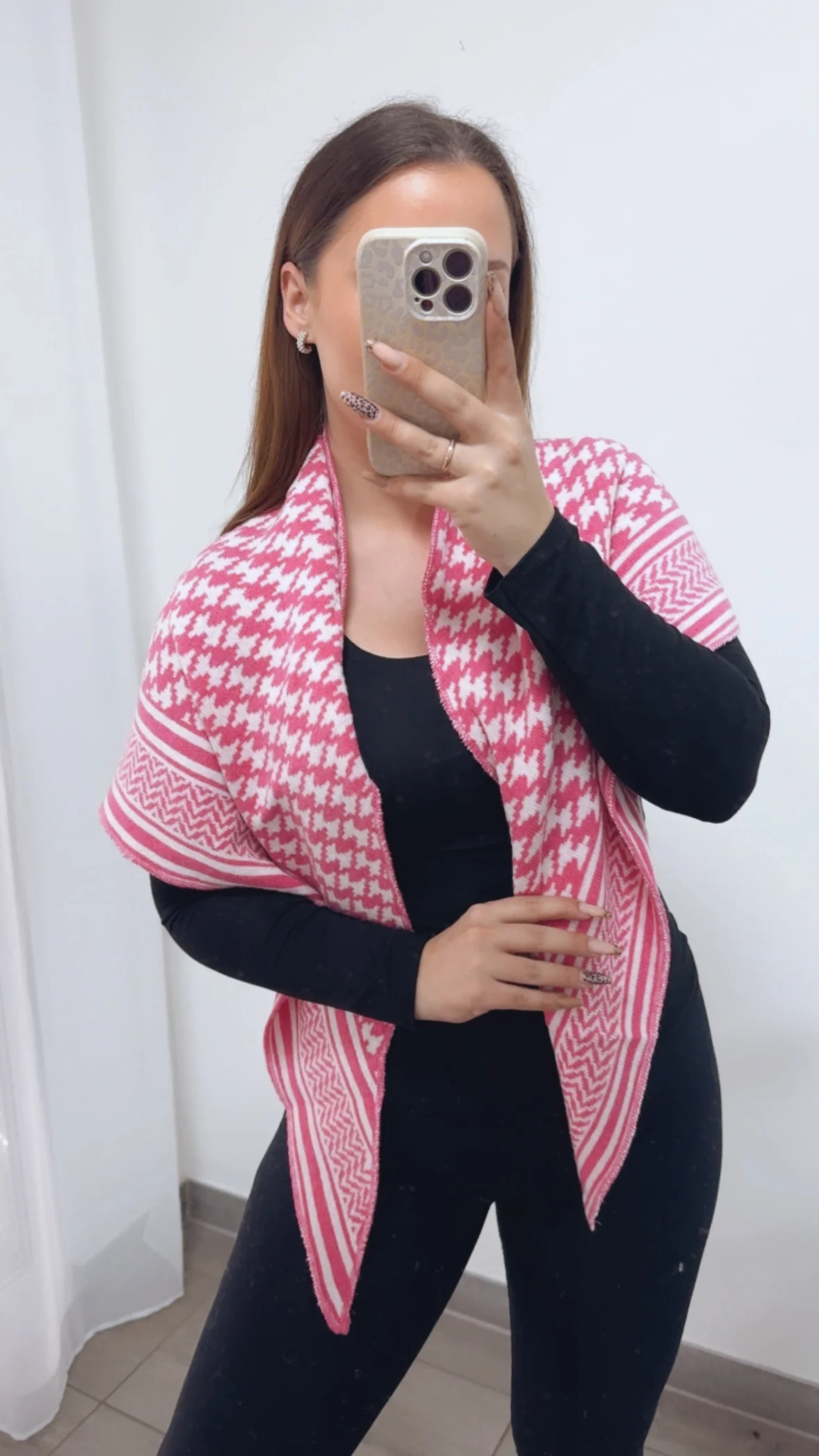 MUSTER Kaschmir - Mix Dreiecks Schal / pink - weiss Art. 14351 - Image 3