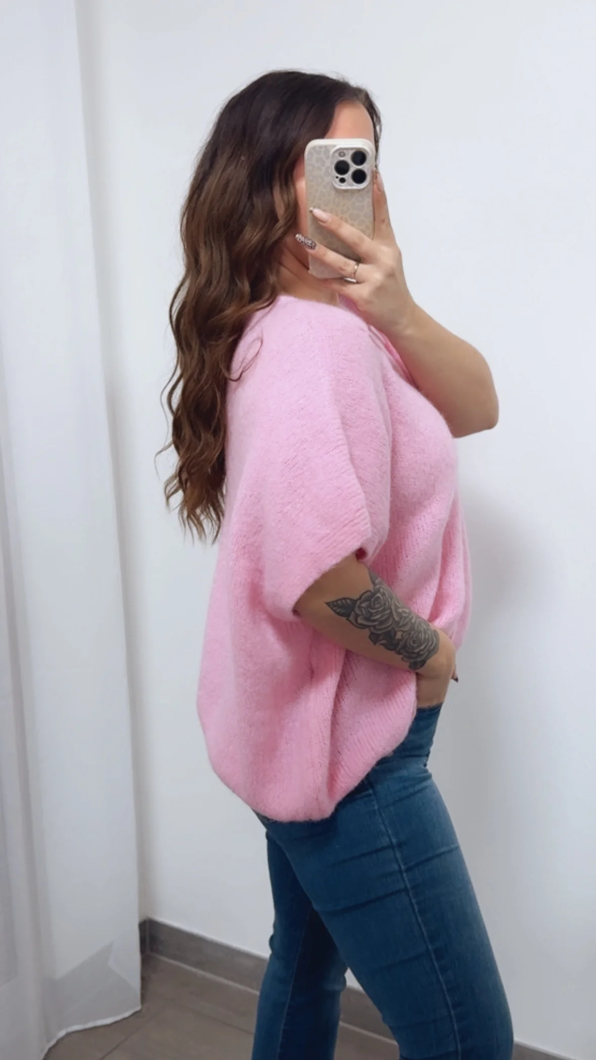 oversize Strick Pullunder, Perlmutt Optik Knöpfe / soft pink Art. 14414 - Image 5