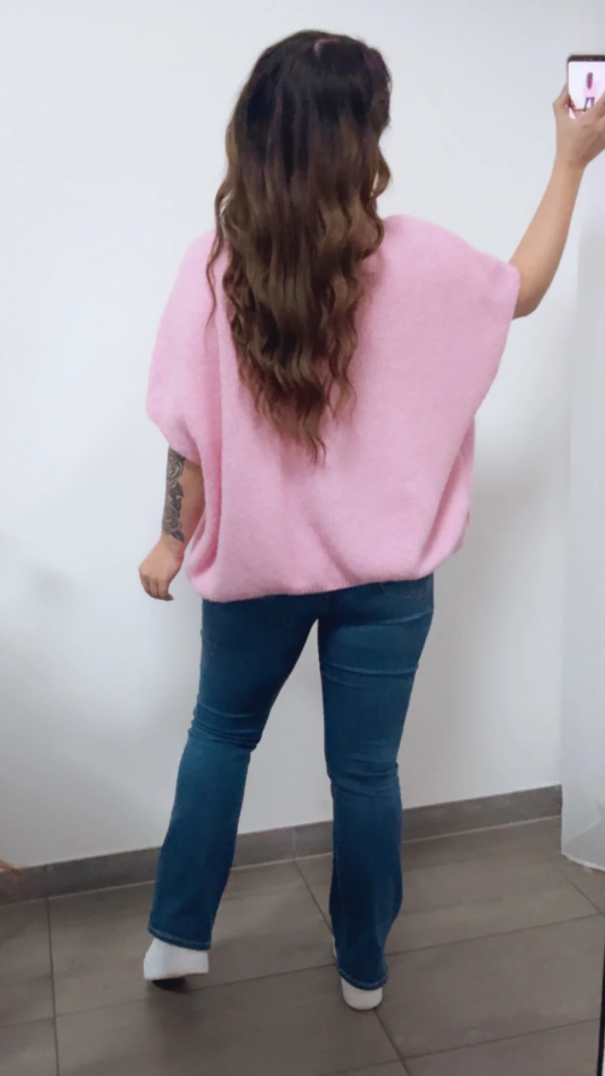 oversize Strick Pullunder, Perlmutt Optik Knöpfe / soft pink Art. 14414 - Image 6
