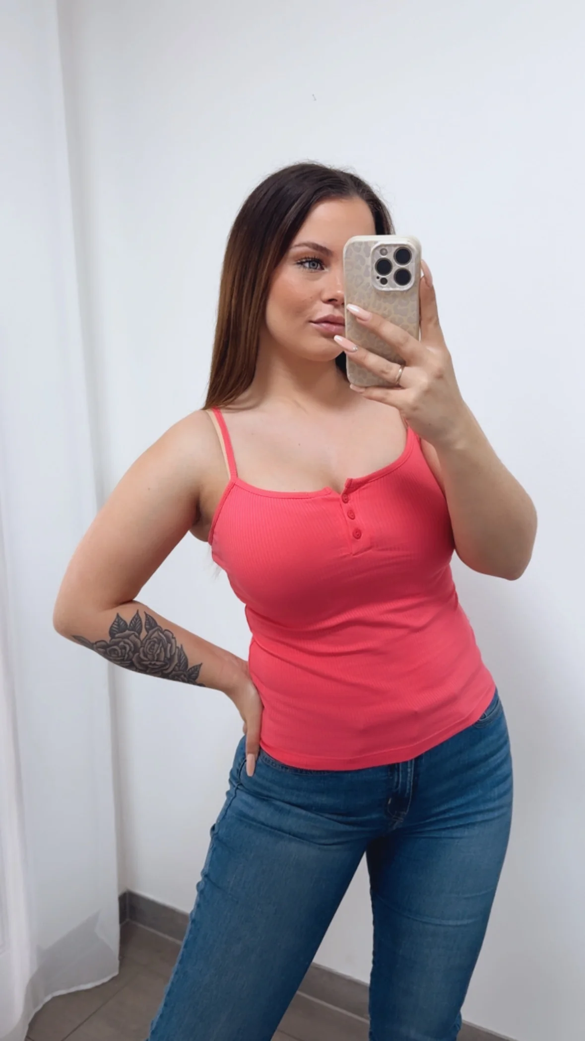 Ripp-Top mit Knopfleiste / pink Art.14519