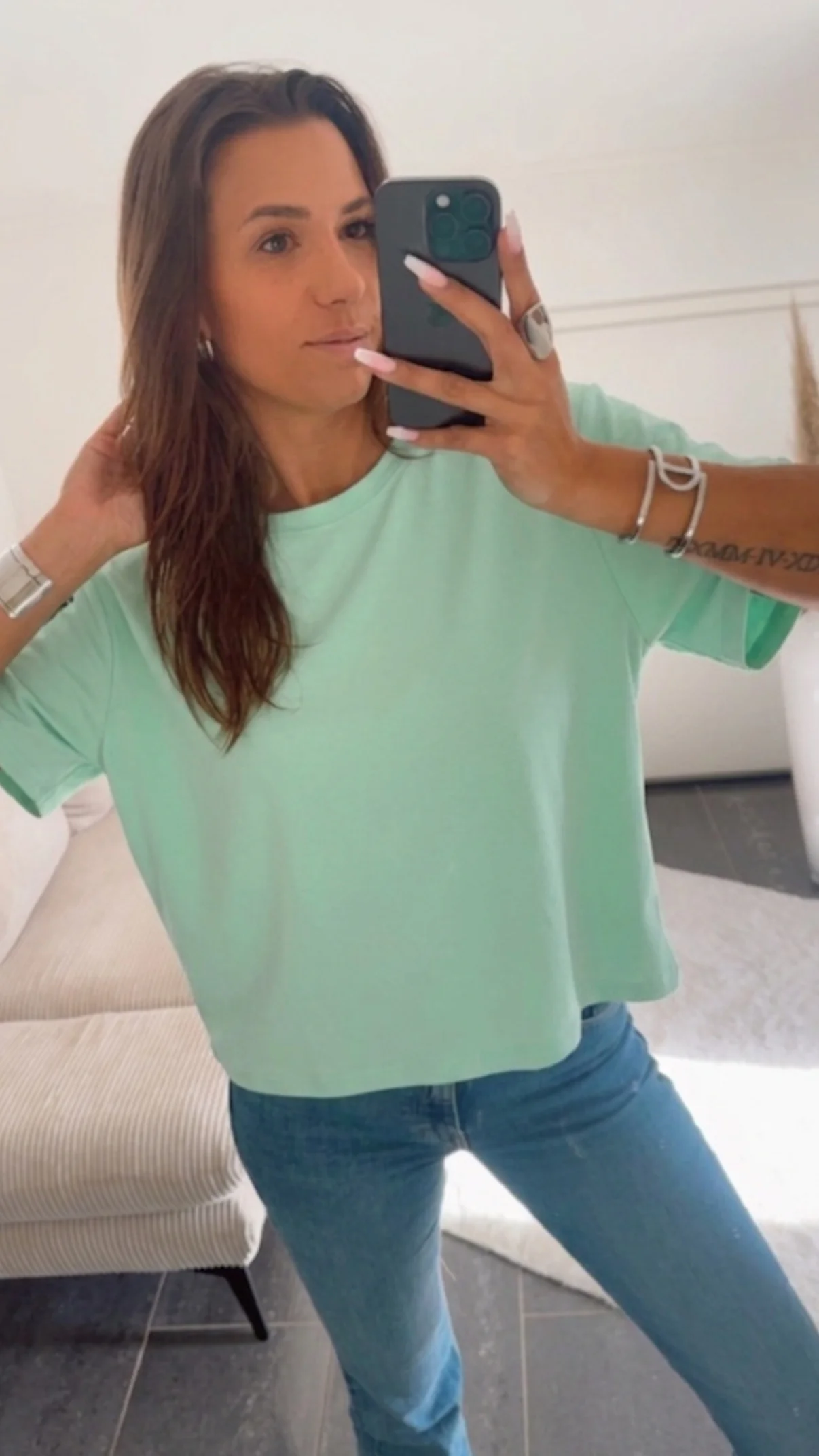 Rundhalsausschnitt Butter Stoff T-Shirt / soft mint Art.14800 - Image 2