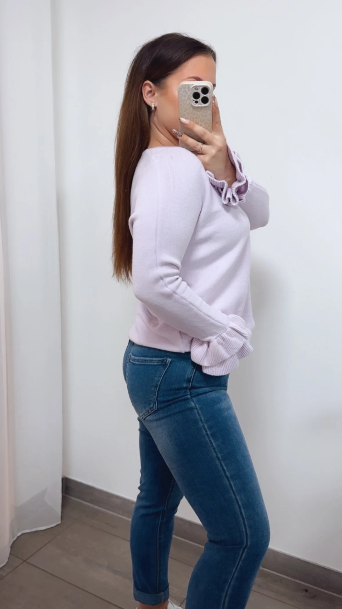 RÜSCHENÄRMEL Leichter Strickpullover mit V-Ausschnitt / soft flieder Art. 14325 - Image 5