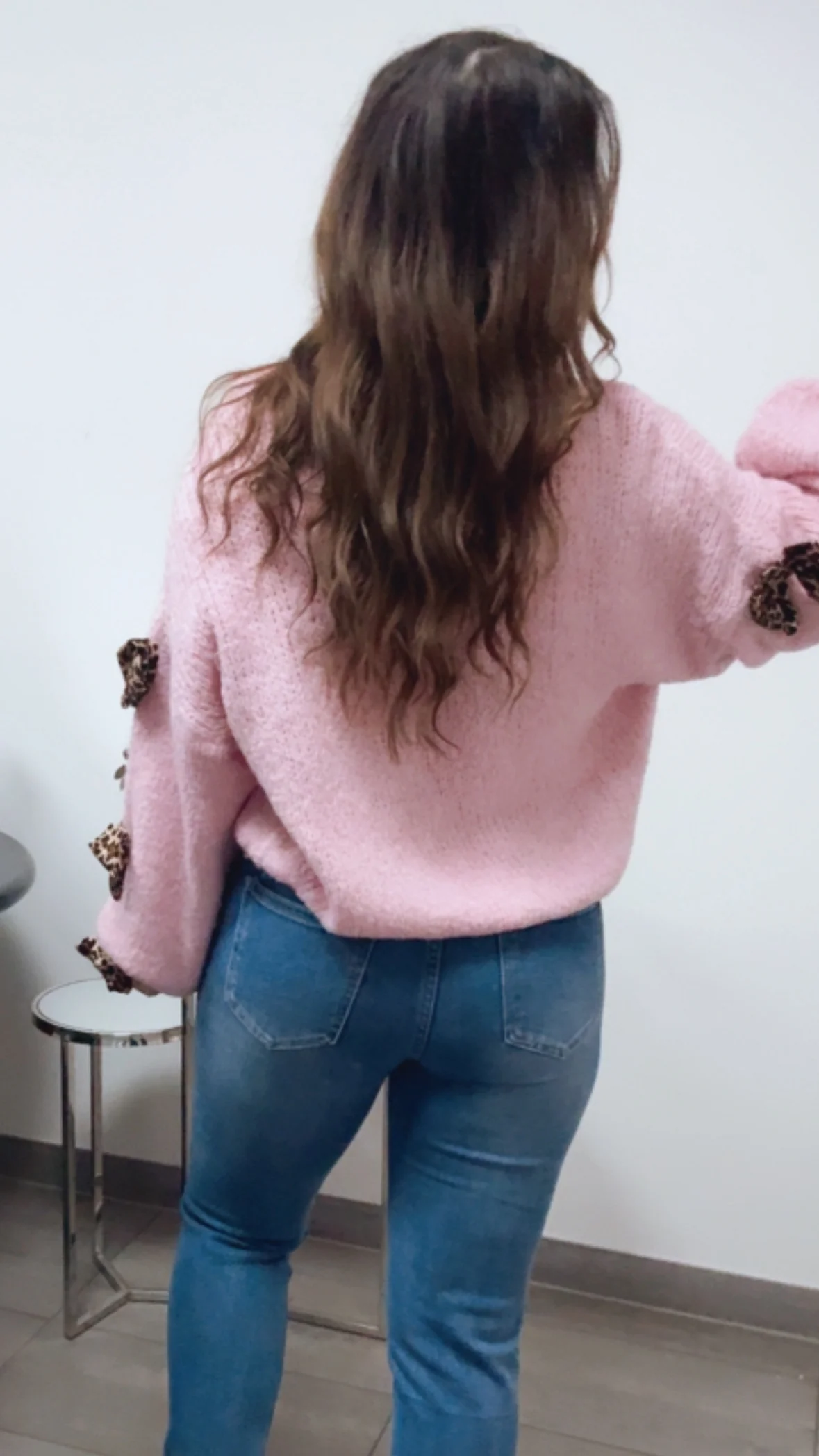 Strick Pullover mit LEO SCHLEIFEN / rosa Art. 13870 - Image 4