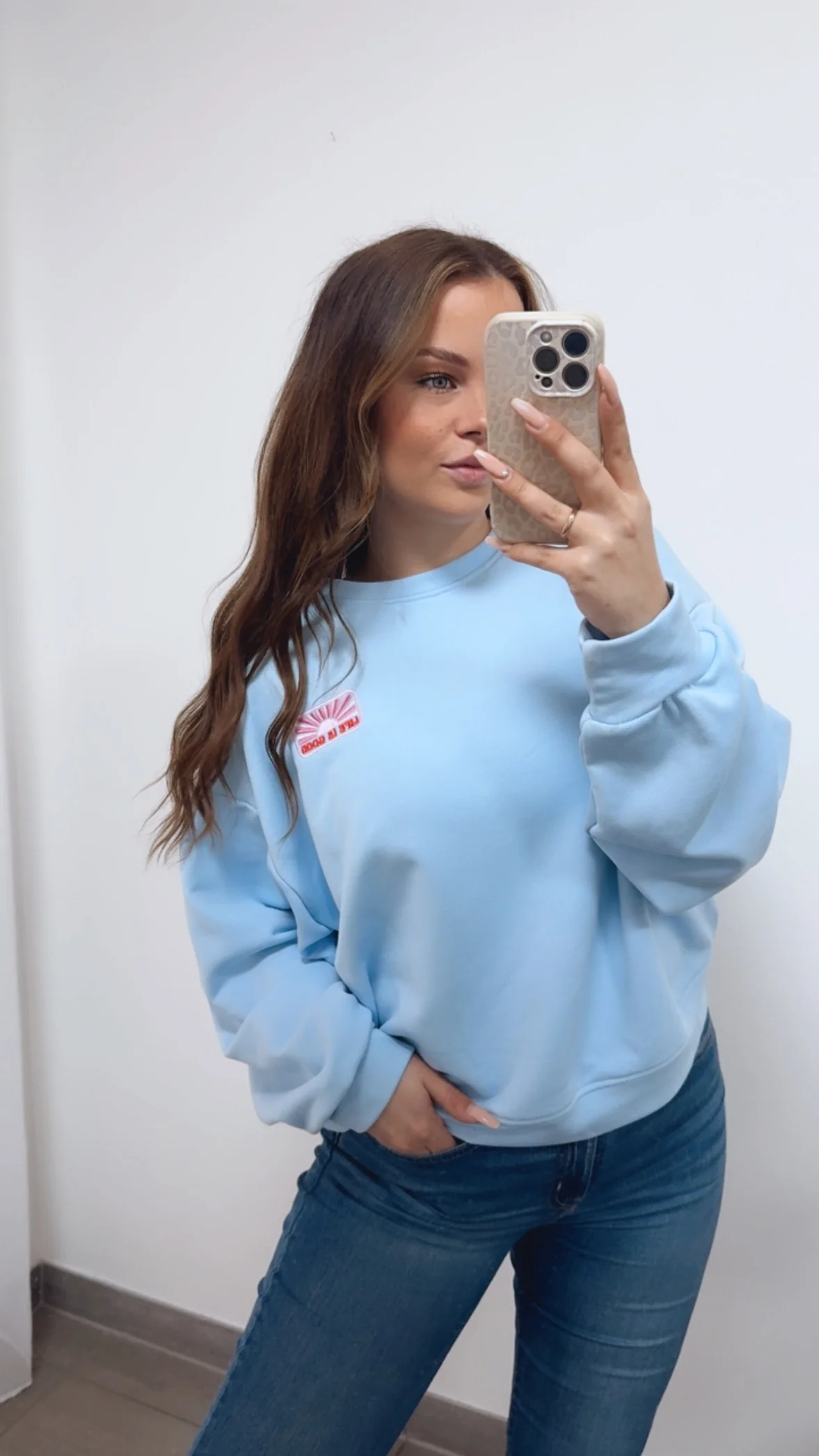 Sweater " Life is good " / hell blau Art. 14743