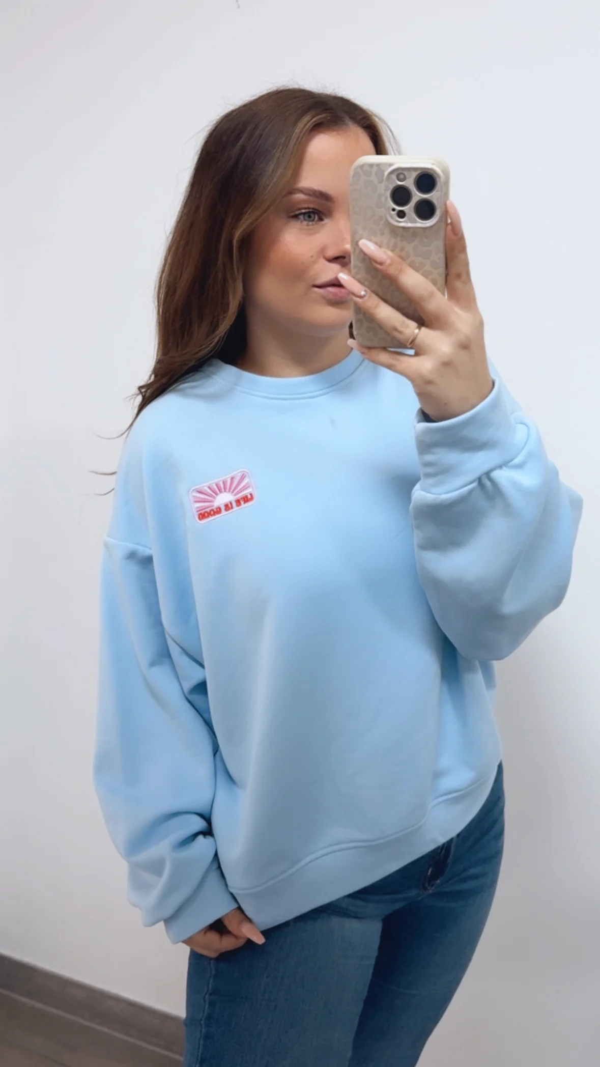 Sweater " Life is good " / hell blau Art. 14743 - Image 2