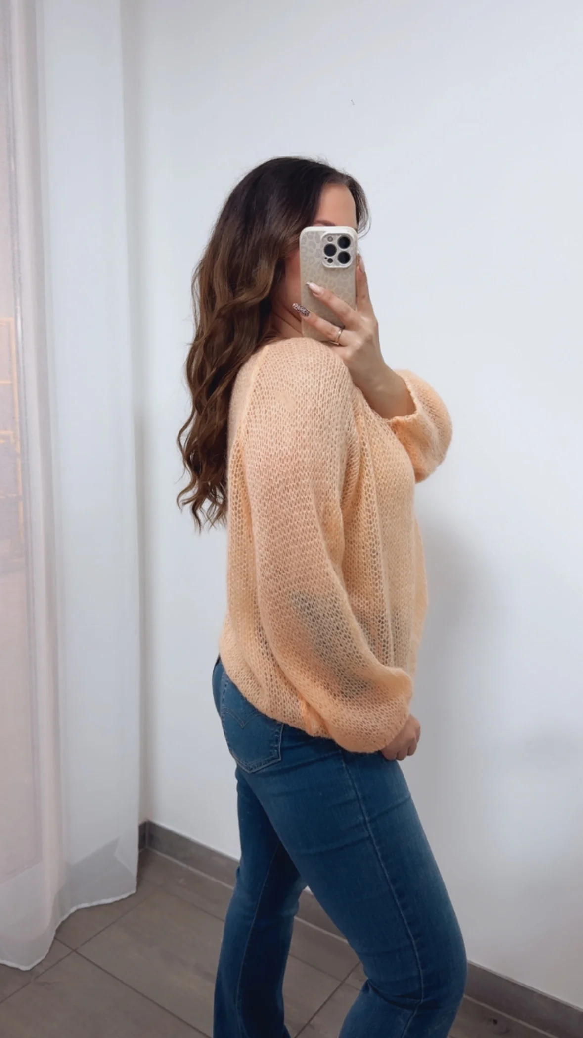 ultra leichter und locker gestrickter Pullover / soft apricot Art. 14373 - Image 5