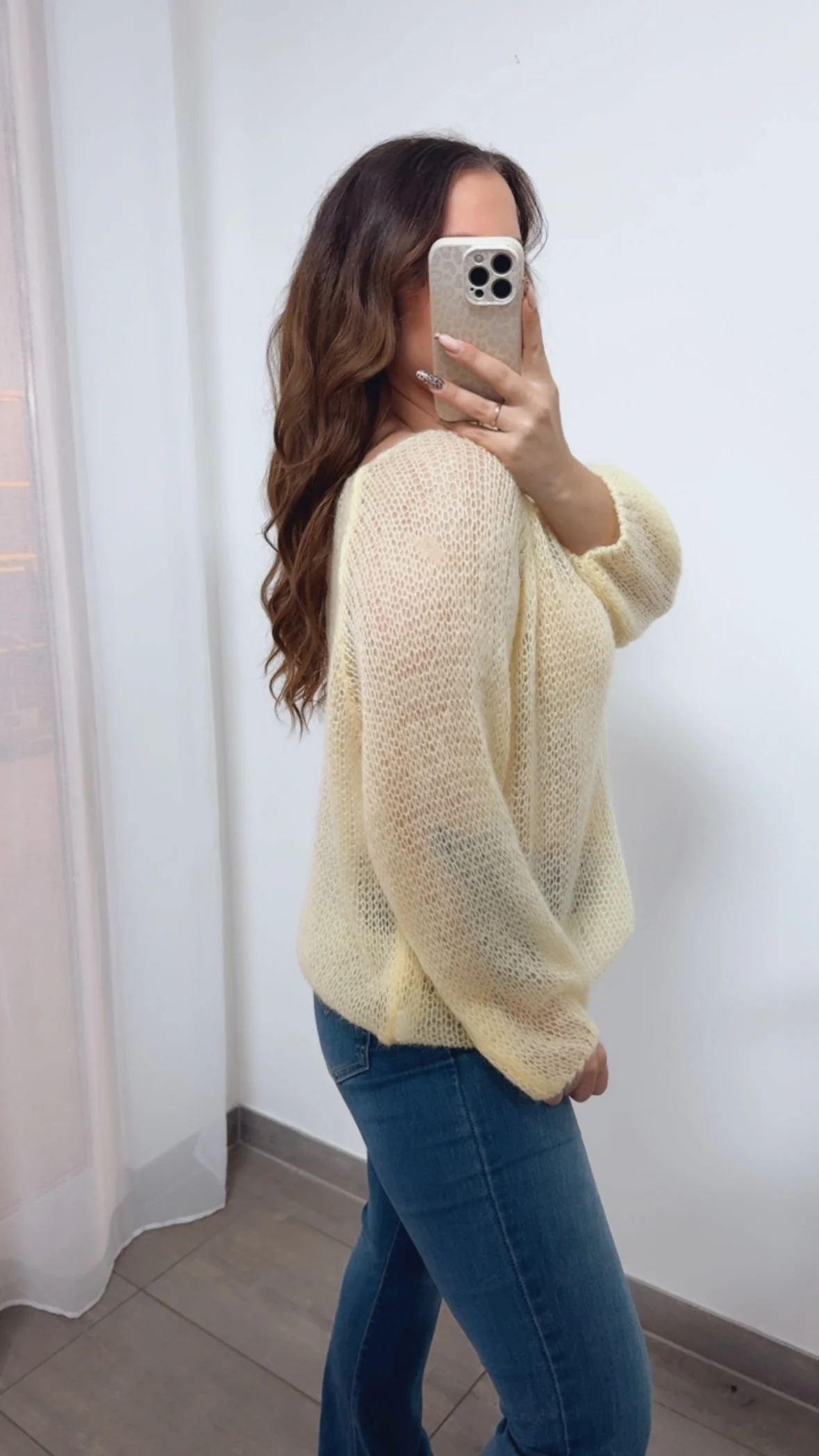 ultra leichter und locker gestrickter Pullover / soft gelb Art. 14374 - Image 5