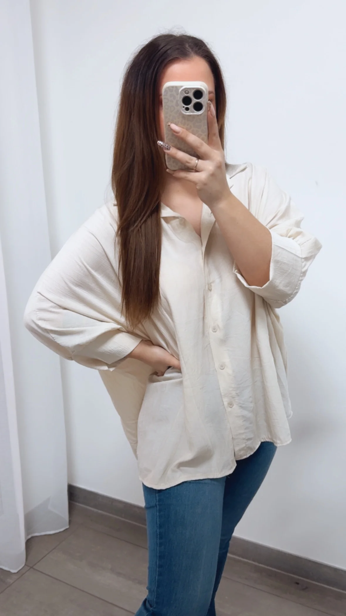 ultra weite Bluse mit kurzen Armen / beige Art. 14312 - Image 4
