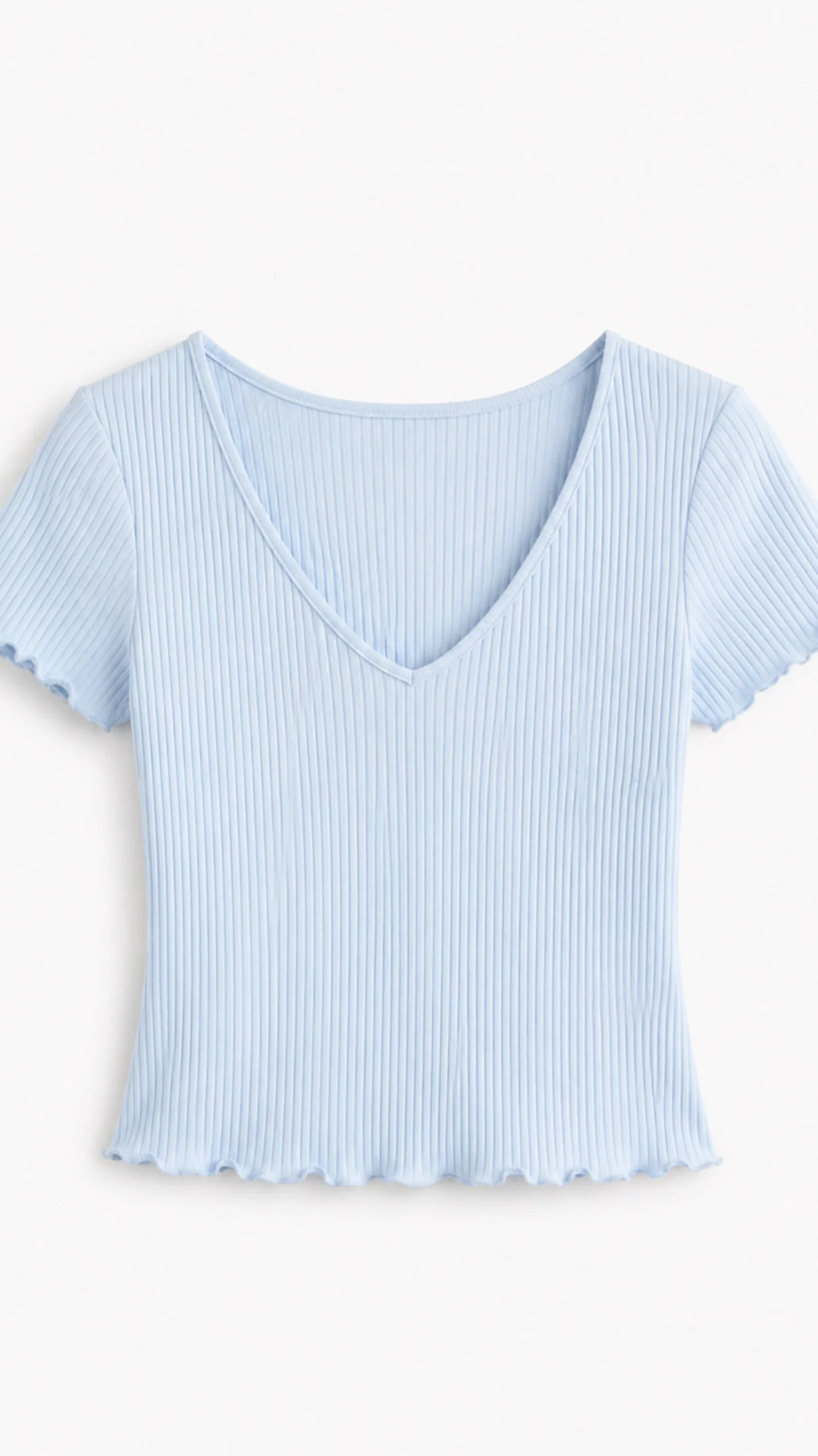 V-Ausschnitt Ripp T-Shirt / hell blau Art.14709