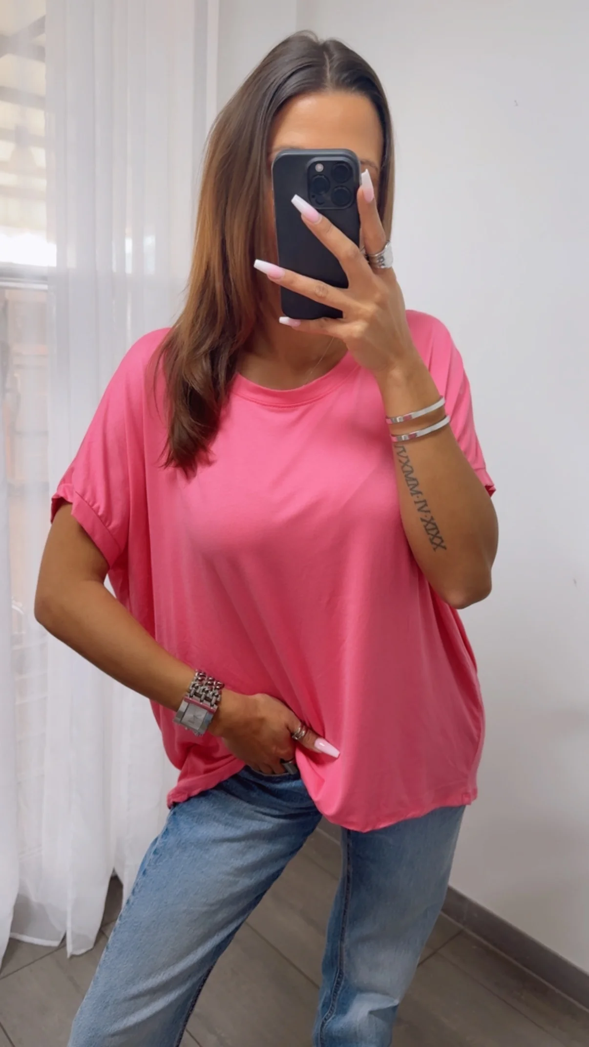 Vokuhila Long T-Shirt / pink Art. 14239